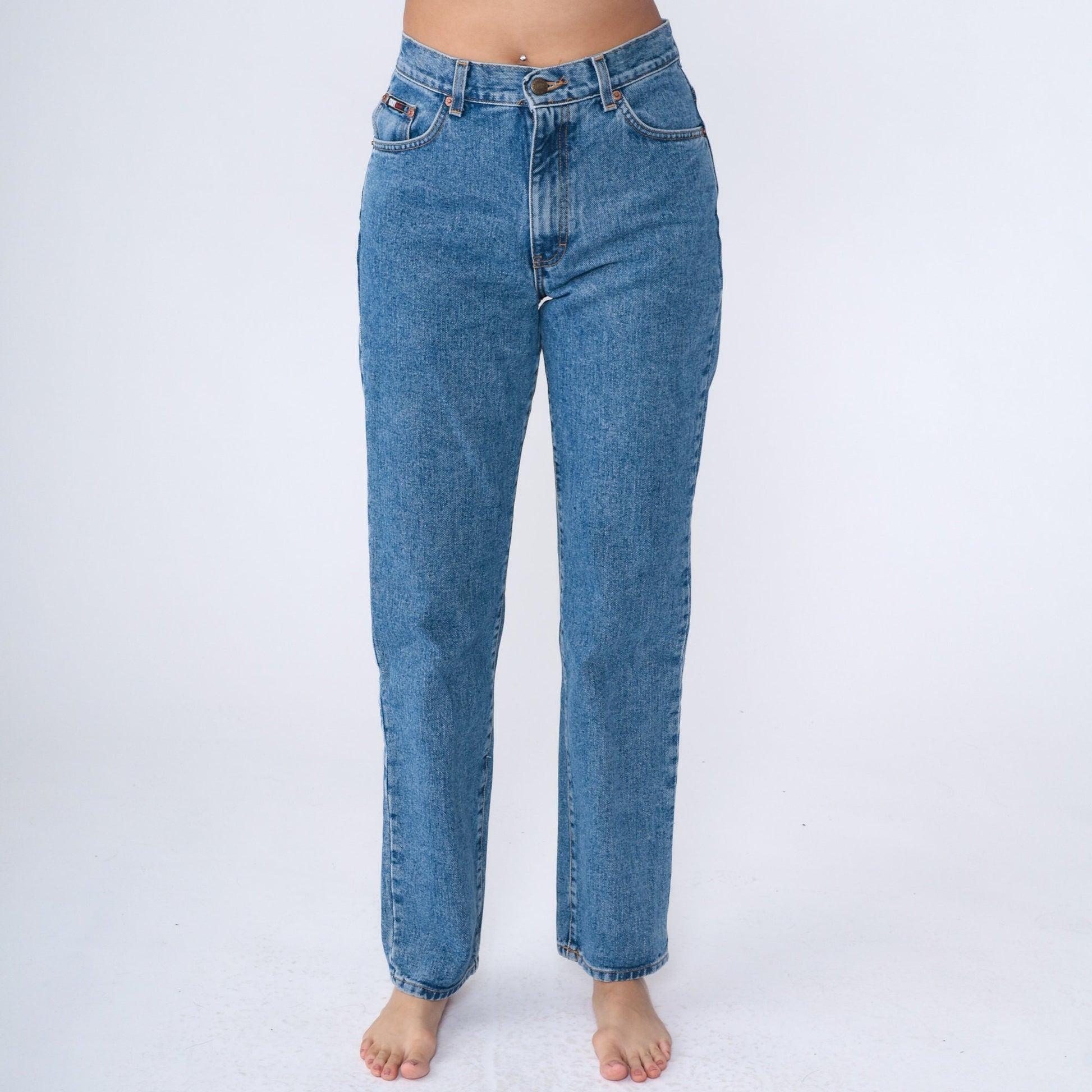 90s DKNY High Waist Tapered Jeans Blue Denim Small