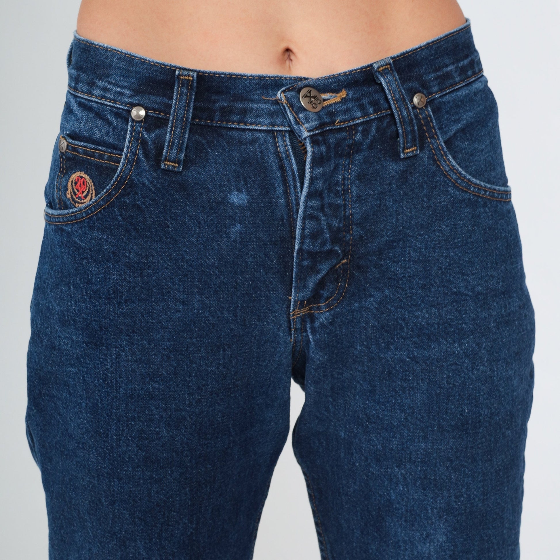 00s Twenty X Dark Wash Jeans Low Rise Straight Leg Distressed Extra Small