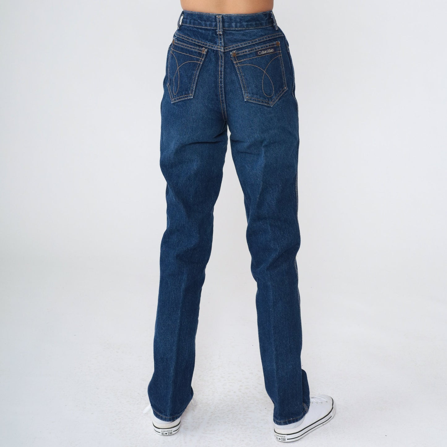 Calvin Klein 80s Dark Wash Tapered Jeans Mid Rise Denim Extra Small