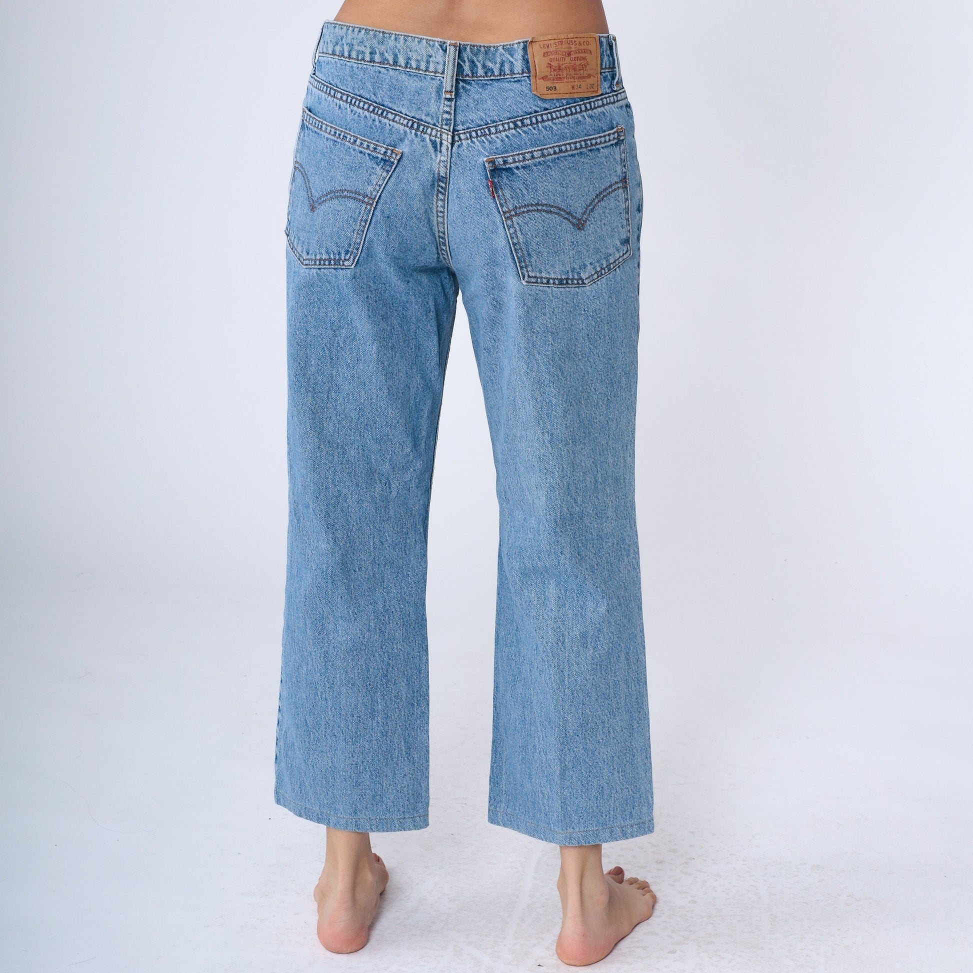 90s Levi's 503 Bootcut Jeans Blue Denim Mid Rise Men's 34