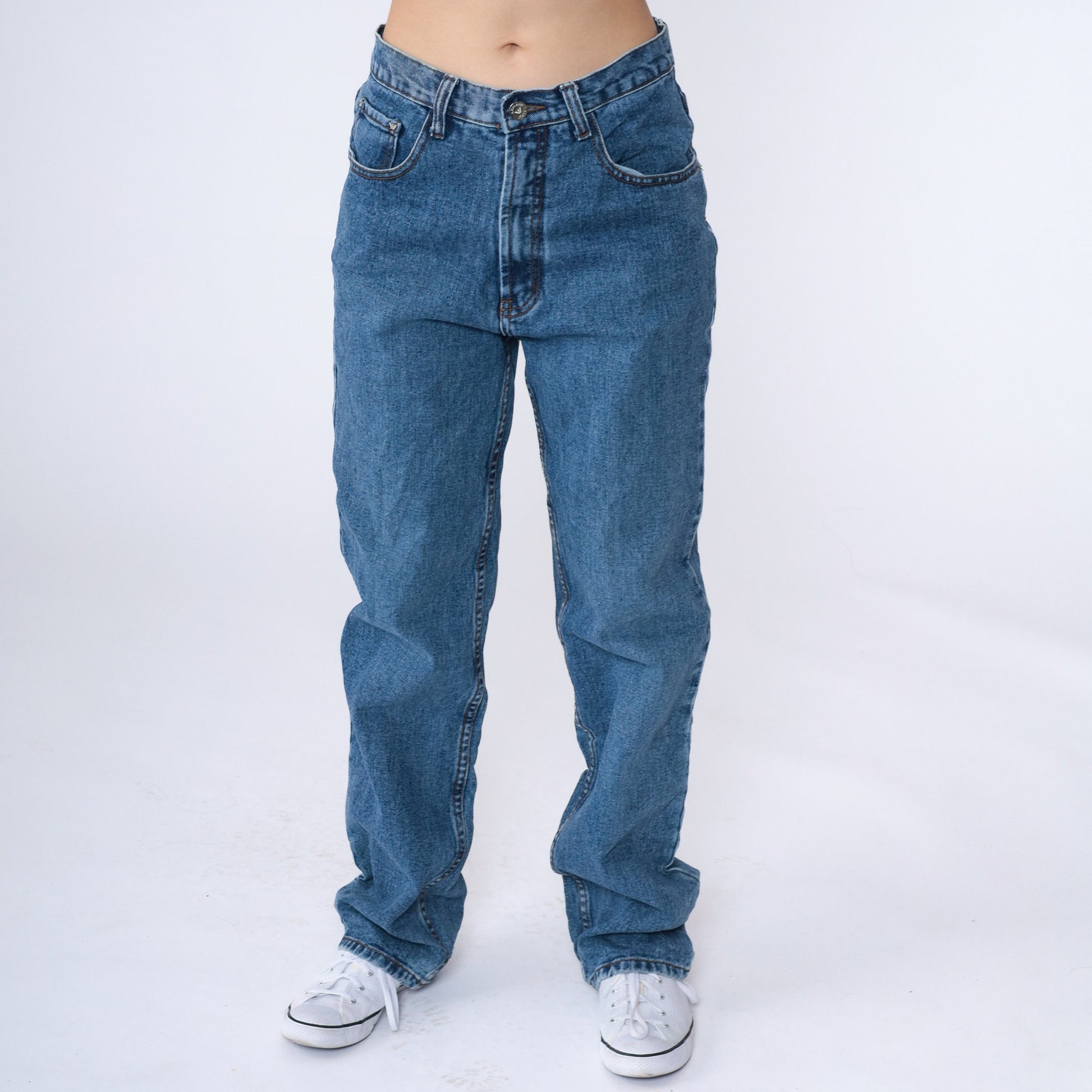 90s Armani Jeans High Waist Straight Leg Blue Denim Medium 30