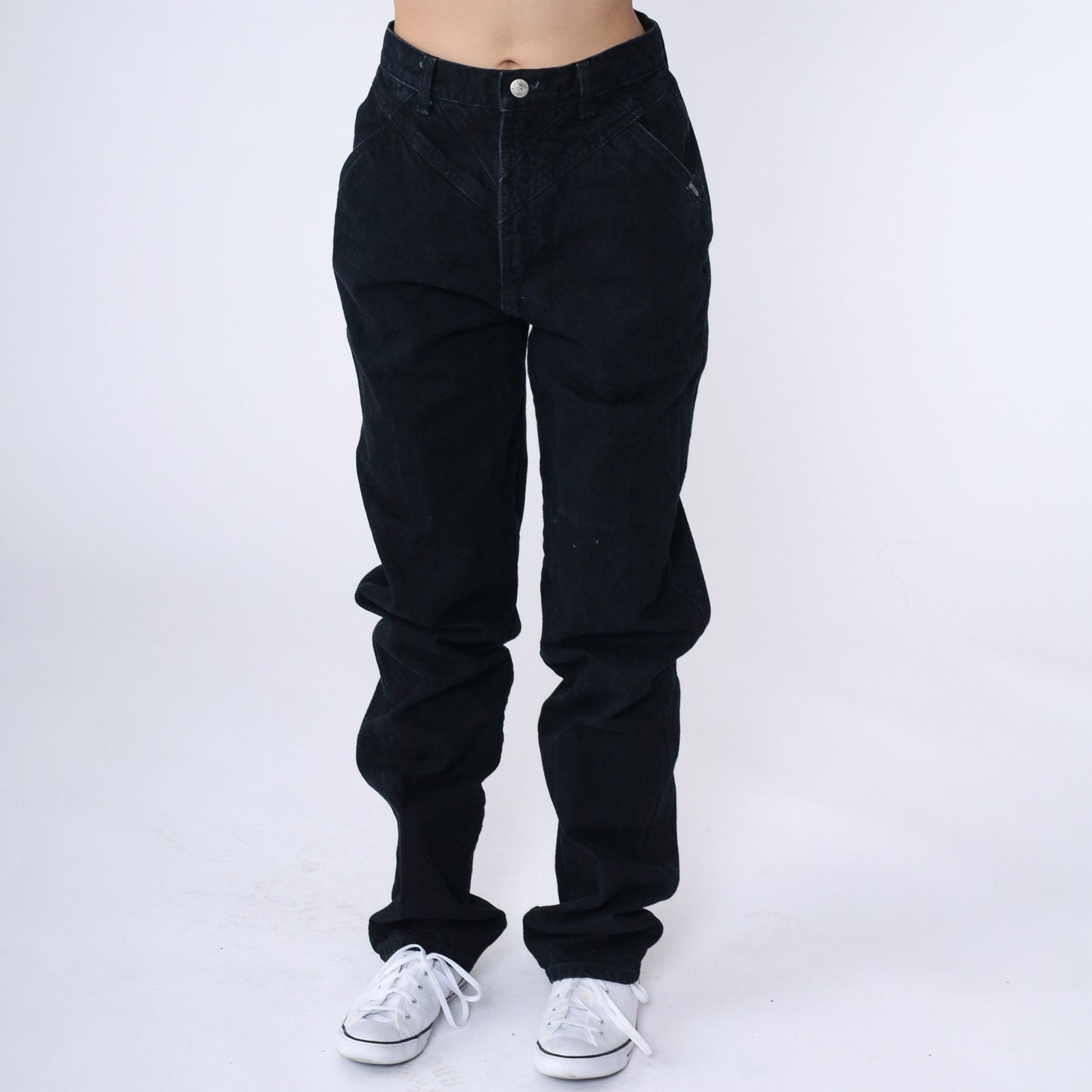 90s Rocky Mountain Black Denim High Waisted Jeans Tapered Leg Small