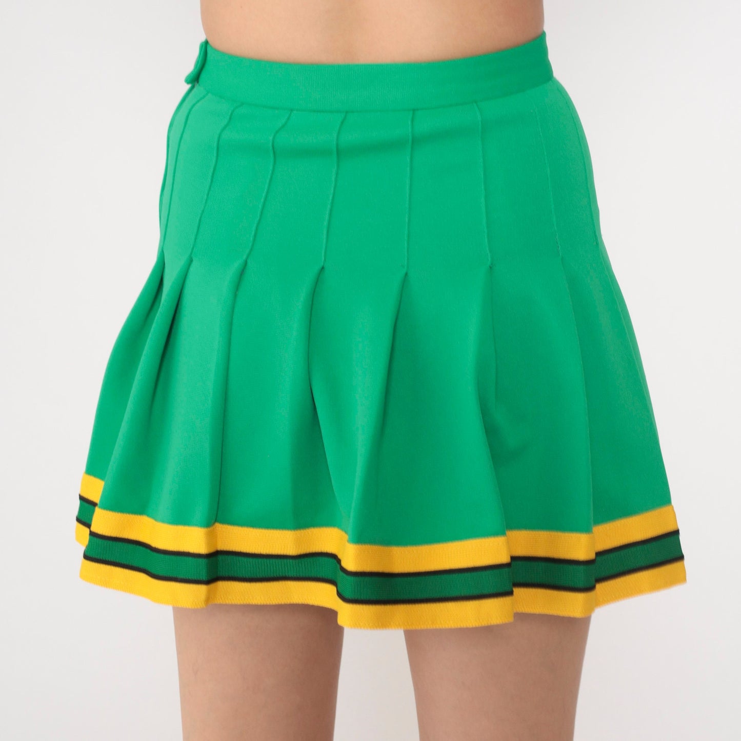 70s Green Pleated Mini Skirt High Waist Tennis Skirt 2XS