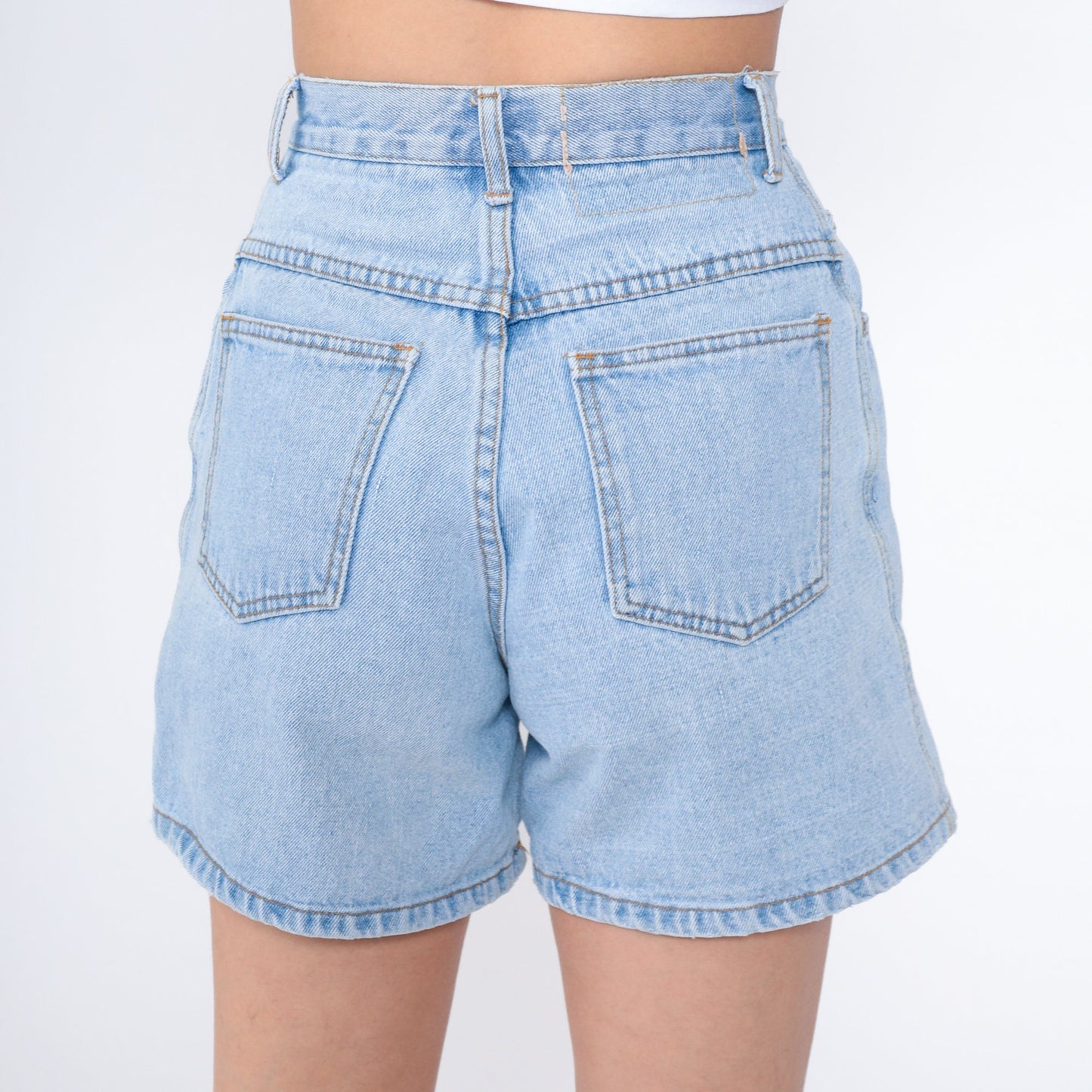 90s Beverly Hills Denim High-Waist Jean Shorts Blue Light Wash 2XS