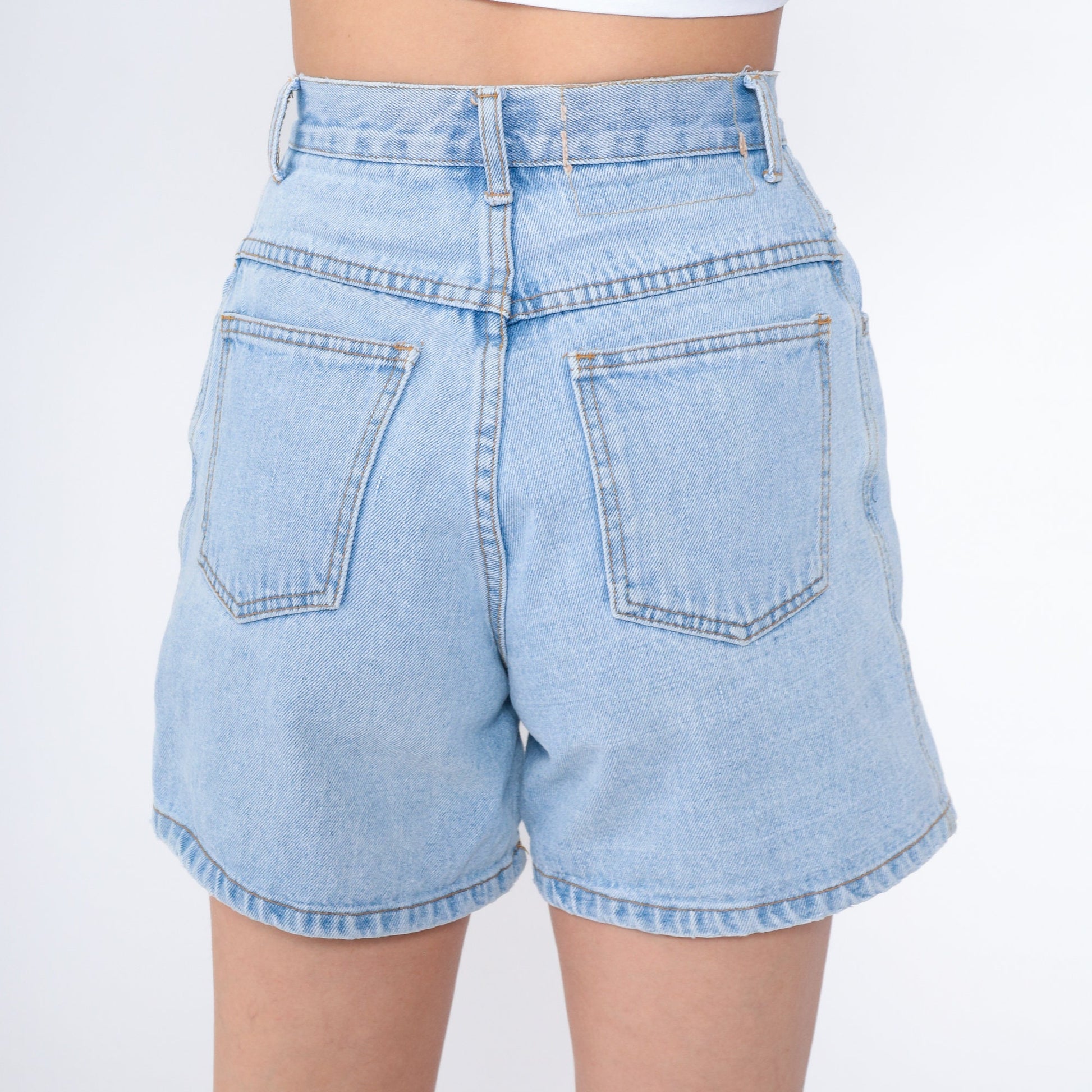 90s Beverly Hills Denim High-Waist Jean Shorts Blue Light Wash 2XS