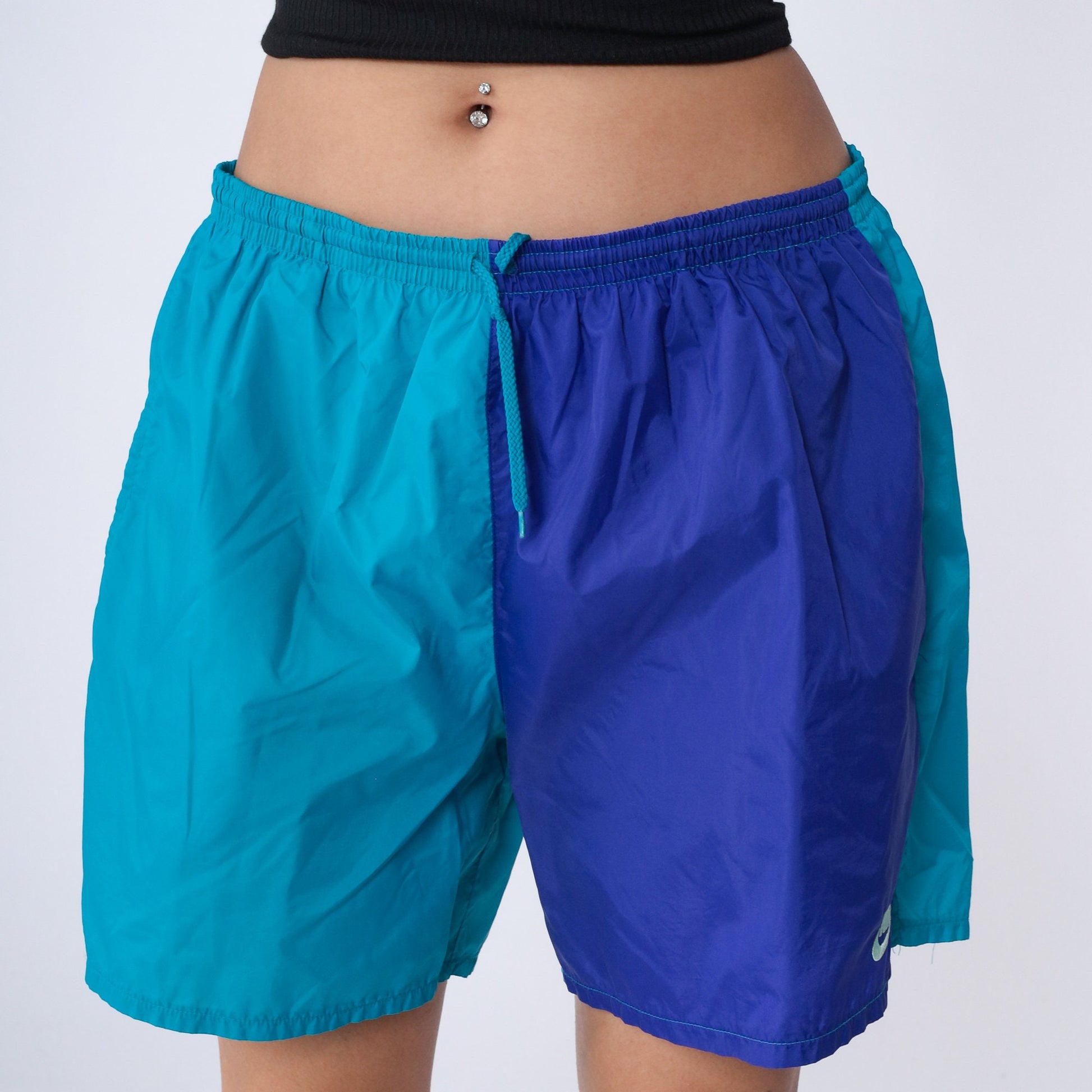 Nike 90s Colorblock Swim Shorts Turquoise Blue Nylon Large