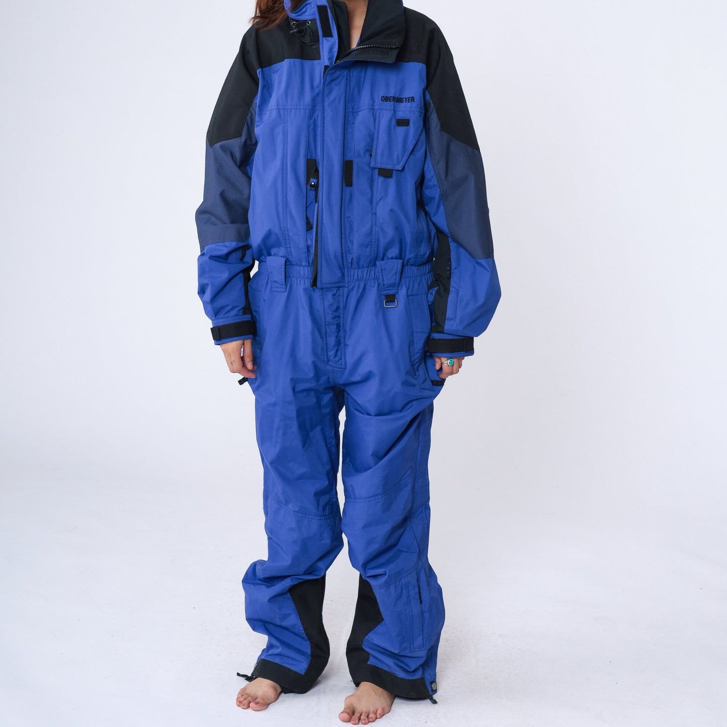 00s Obermeyer One-Piece Ski Suit Purple-Blue Black Trim Women's Extra Large XXL