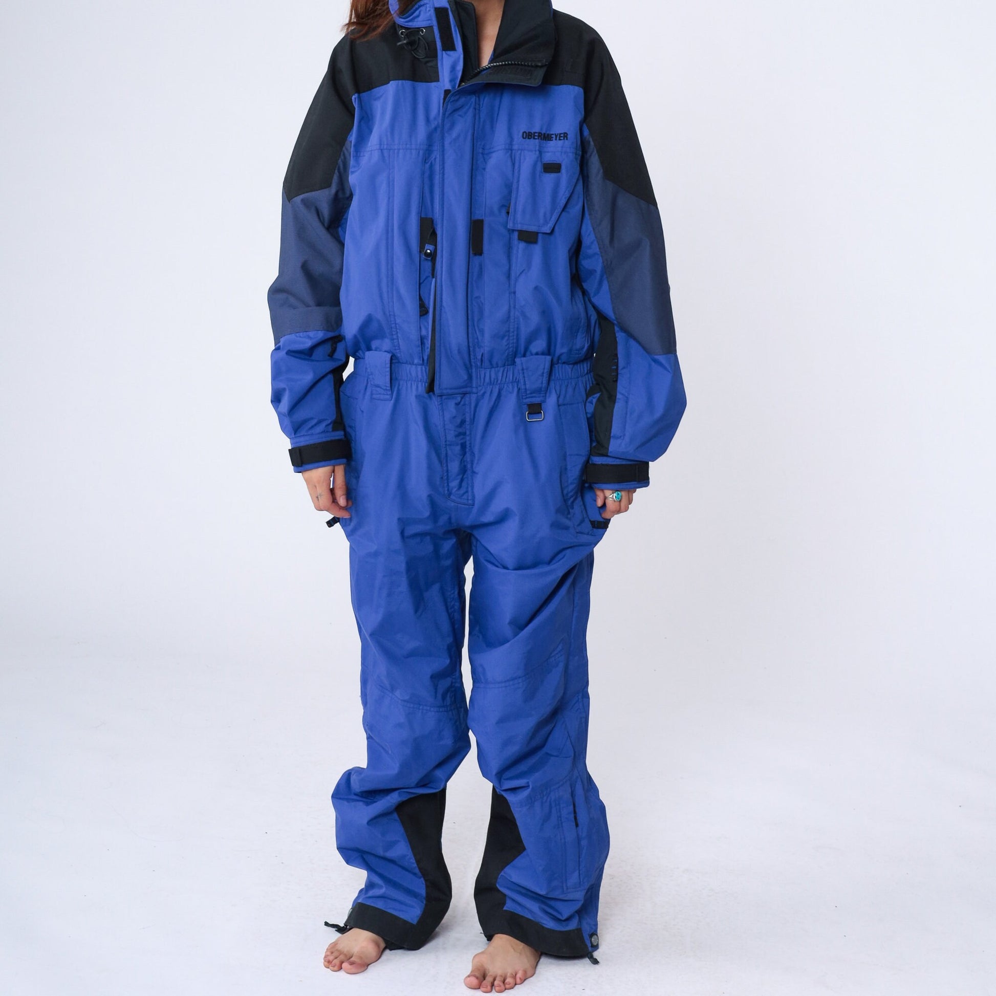 00s Obermeyer One-Piece Ski Suit Purple-Blue Black Trim Women's Extra Large XXL