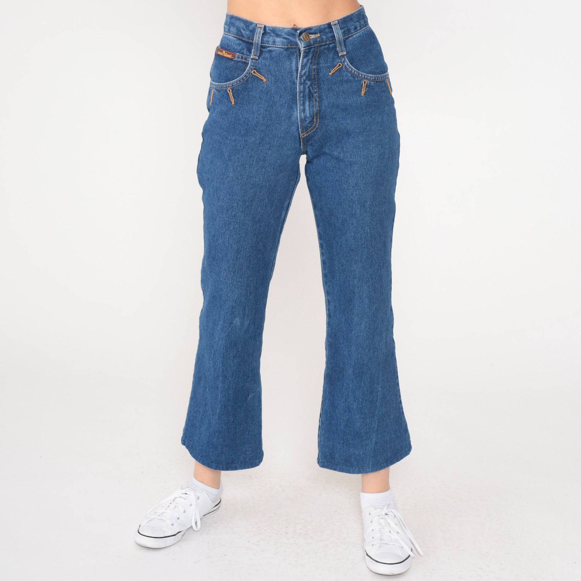 80s Carrera Flared Jeans Blue Denim Mid Rise 23 Waist XXS