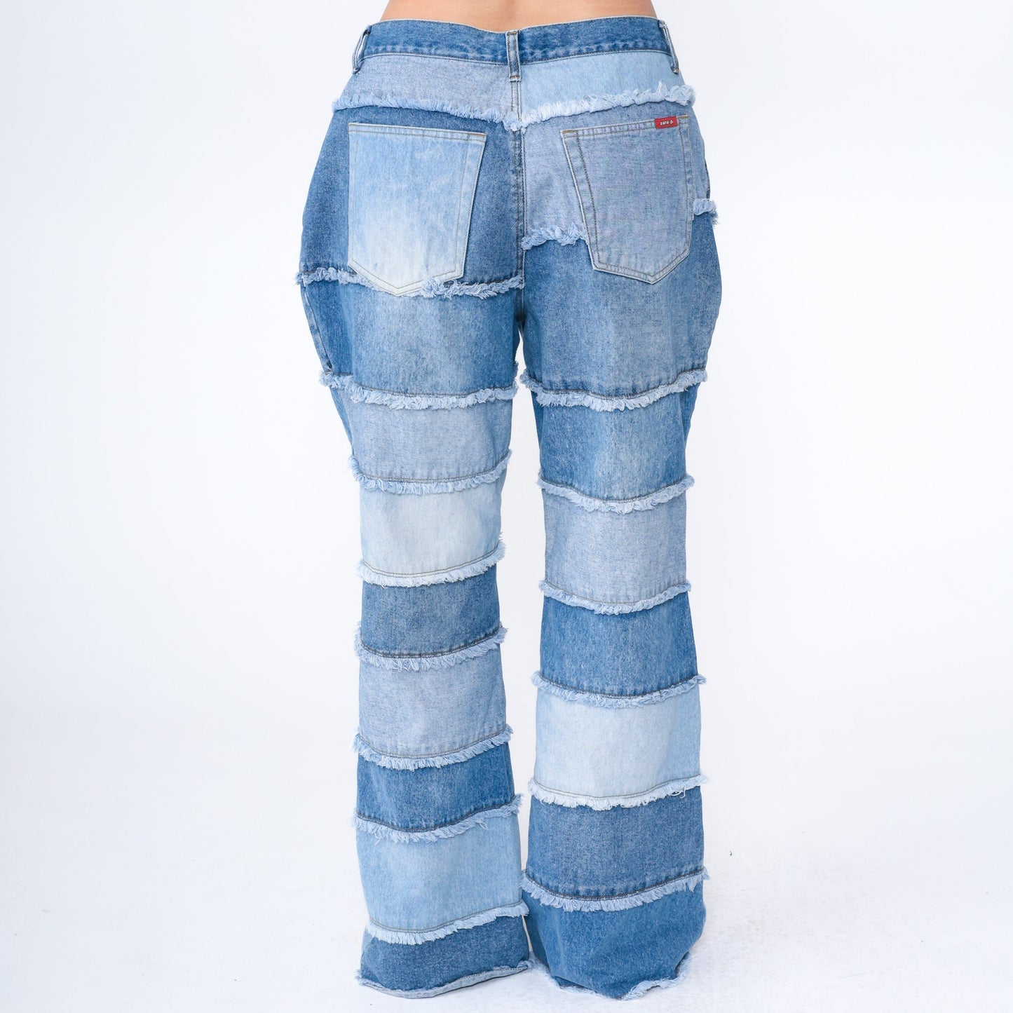 Y2K Zana Di Patchwork Bell Bottom Jeans Blue Denim Plus Size 20