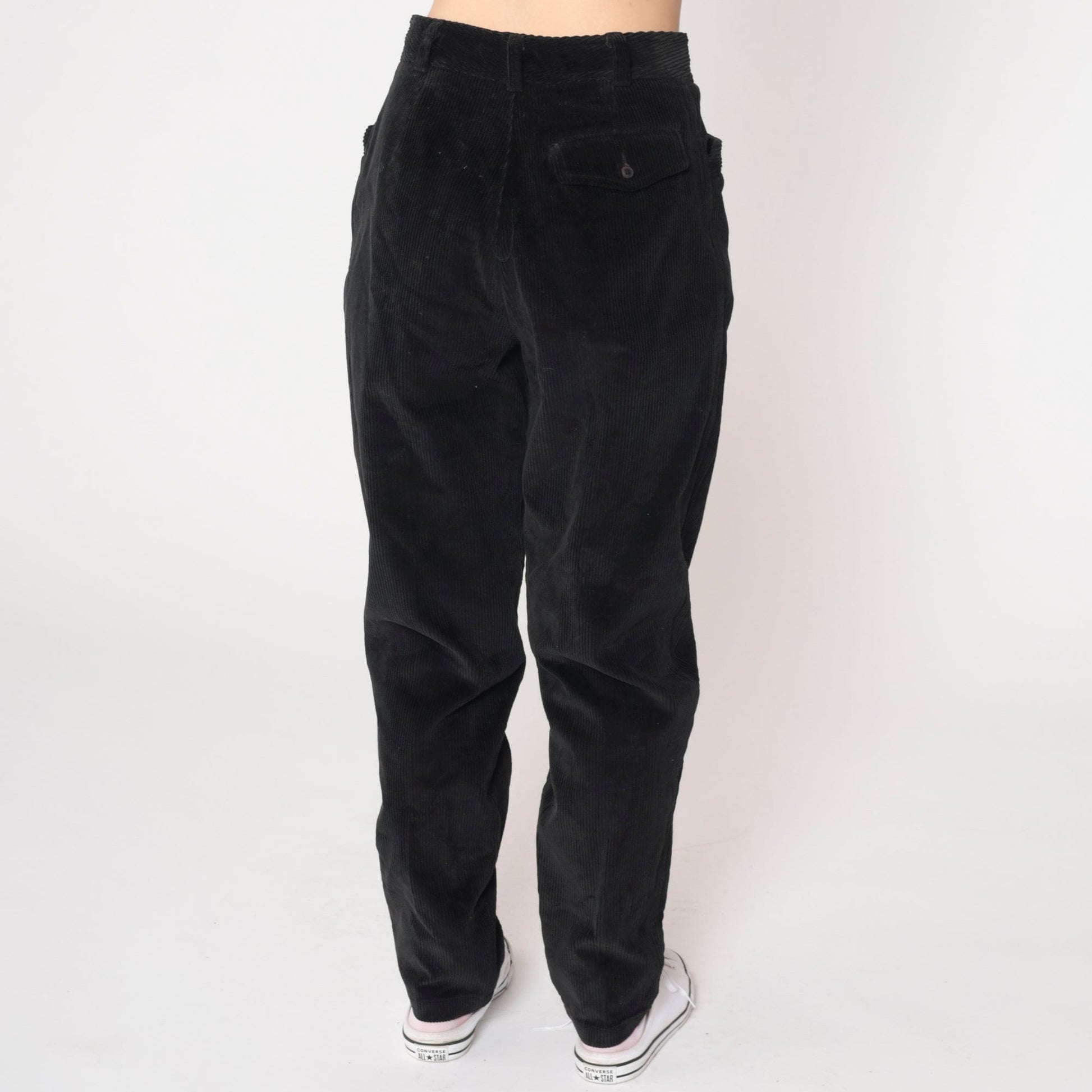 90s Liz Claiborne Black Corduroy Pants High Waist Tapered Small