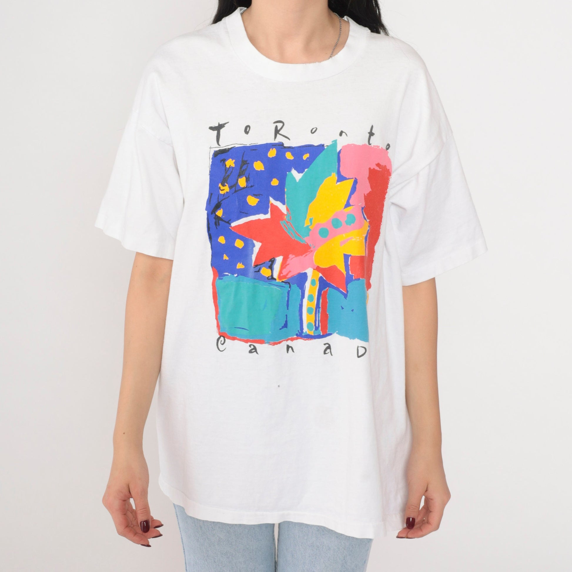 90s Toronto Canada Maple Leaf Graphic T-Shirt White Single Stitch Extra Large