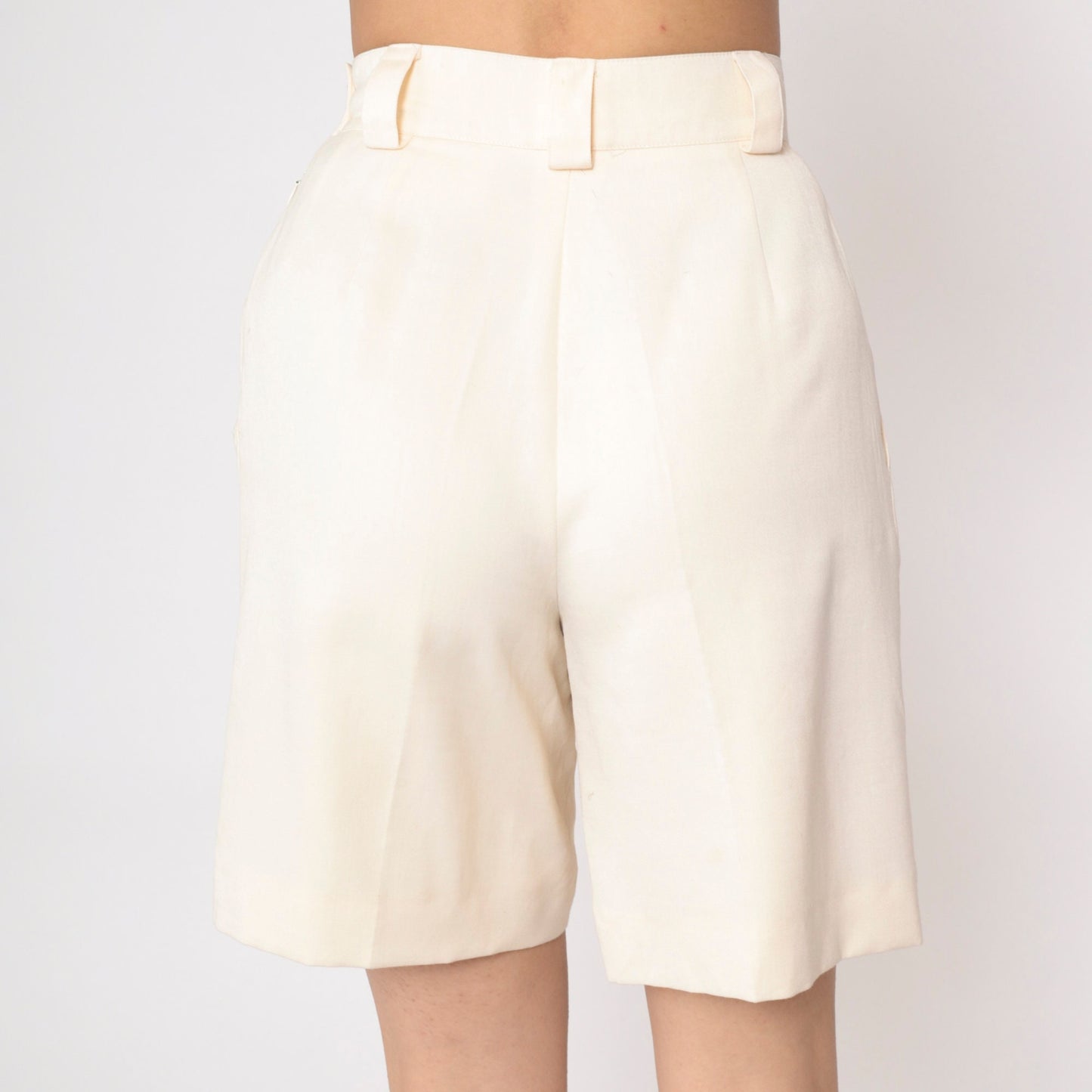 90s Mondi Cream Pleated High-Waist Shorts Wool Blend Small