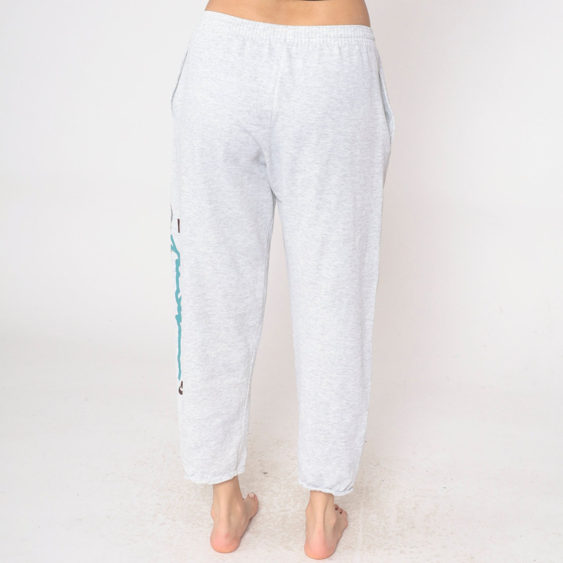 90s Nike Michael Jordan Sweatpants Grey Graphic Warmup Medium