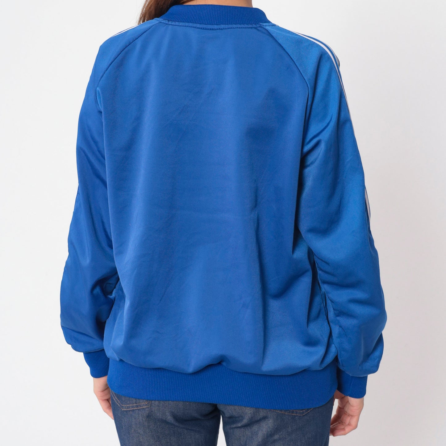 80s Jake Sportswear Track Jacket Blue Striped Raglan Zip-Up Medium