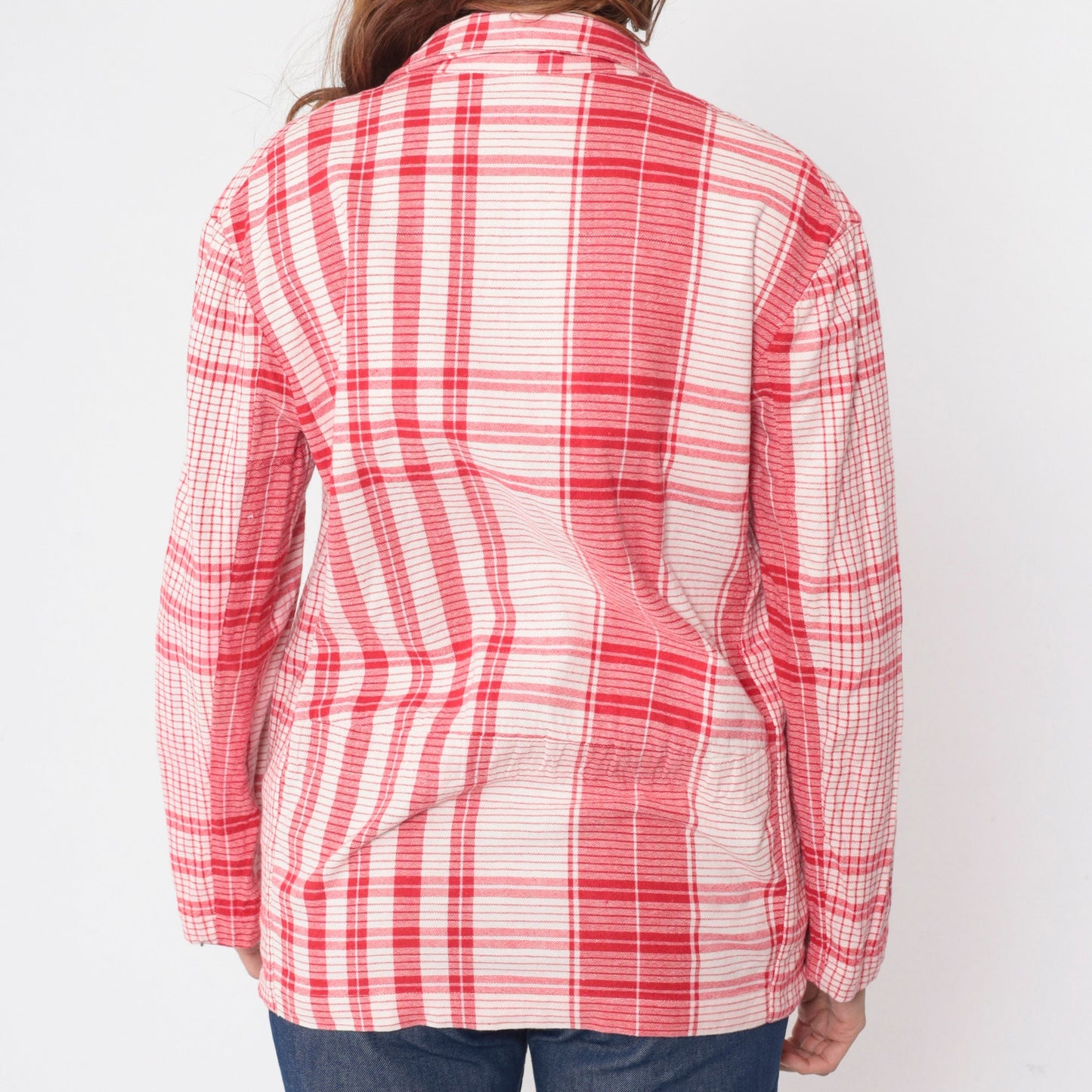 80s WilliWear Willi Smith Plaid Blazer Red White Cotton Jacket Small S
