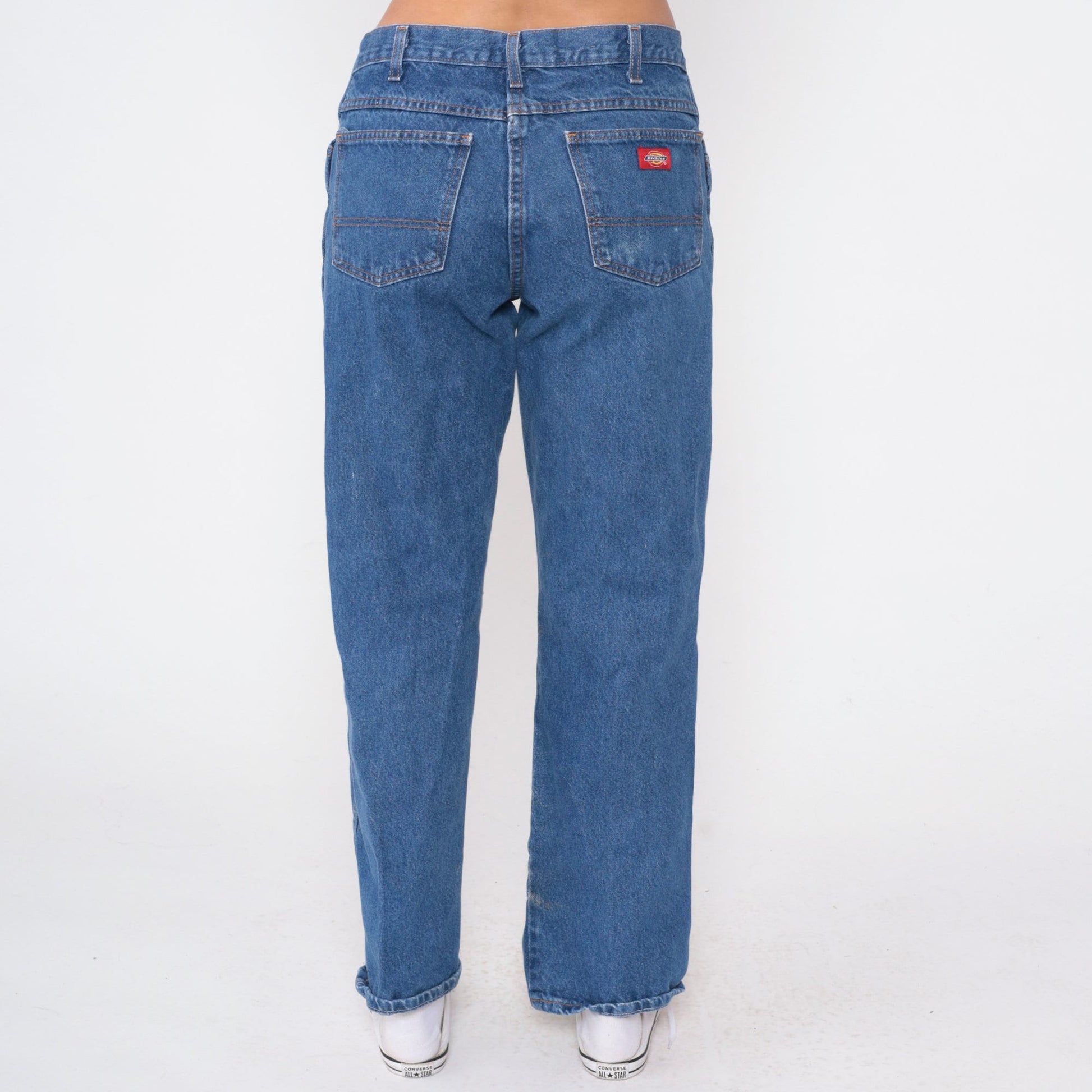 Y2K Dickies Jeans 34x32 High Rise Relaxed Straight Leg Blue Denim Men's