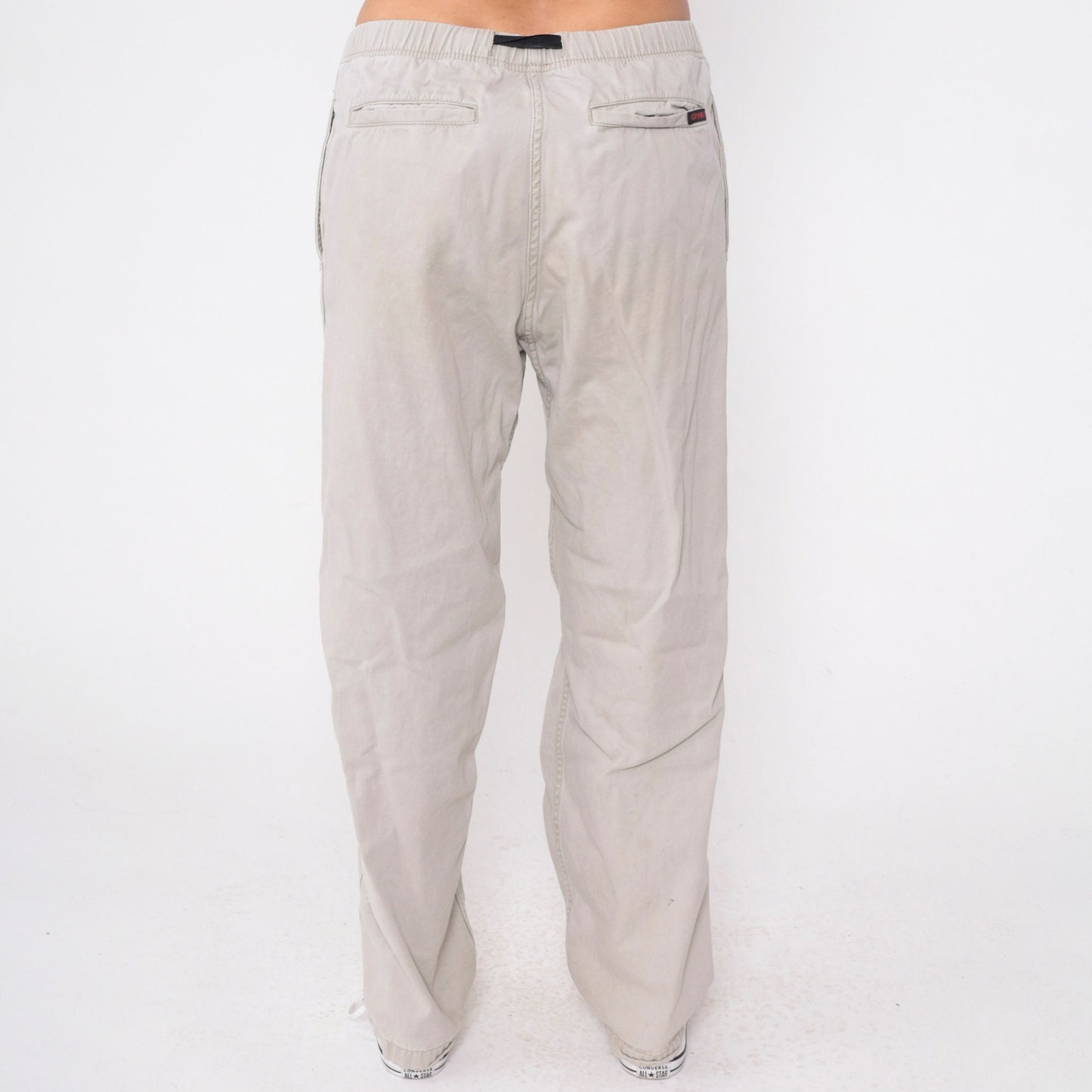 90s Gramicci Stone Grey Cotton Climbing Pants Drawstring Waist Medium