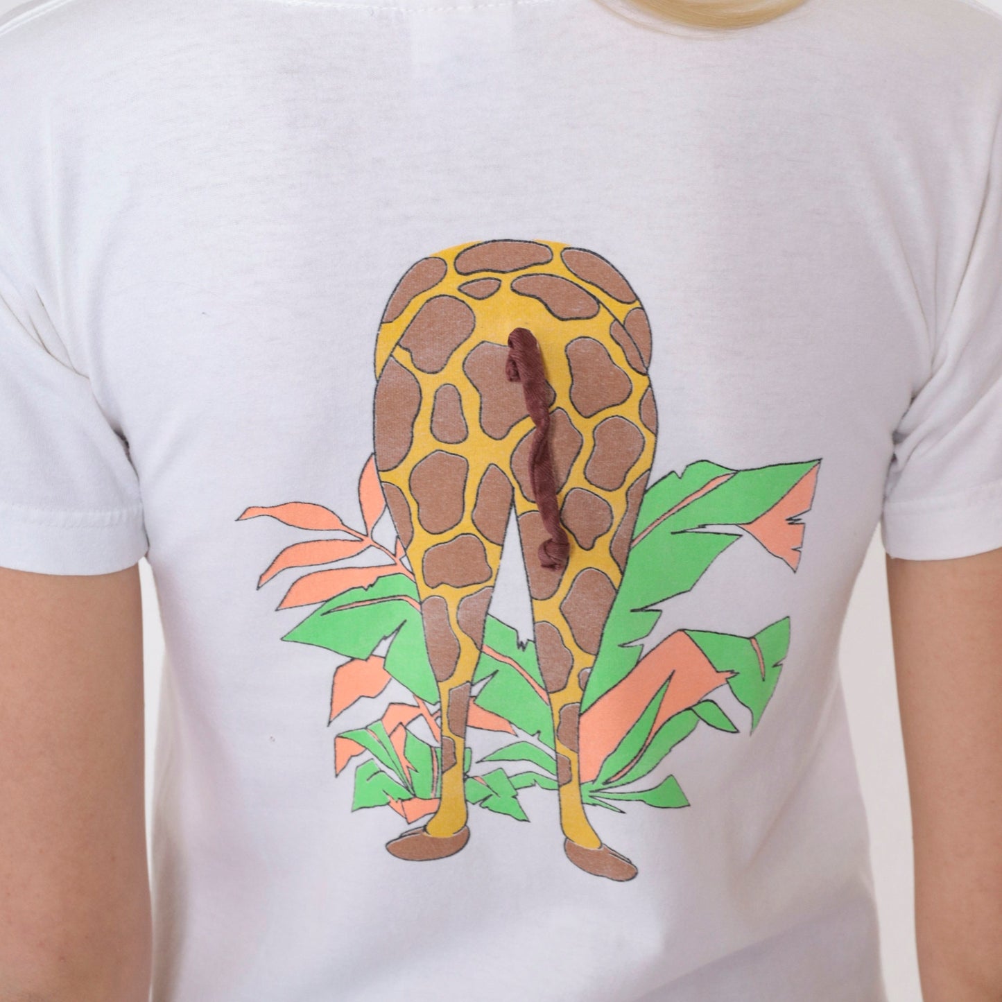 90s Sacramento Zoo Giraffe T-Shirt White Graphic Tee Appliqué XXS