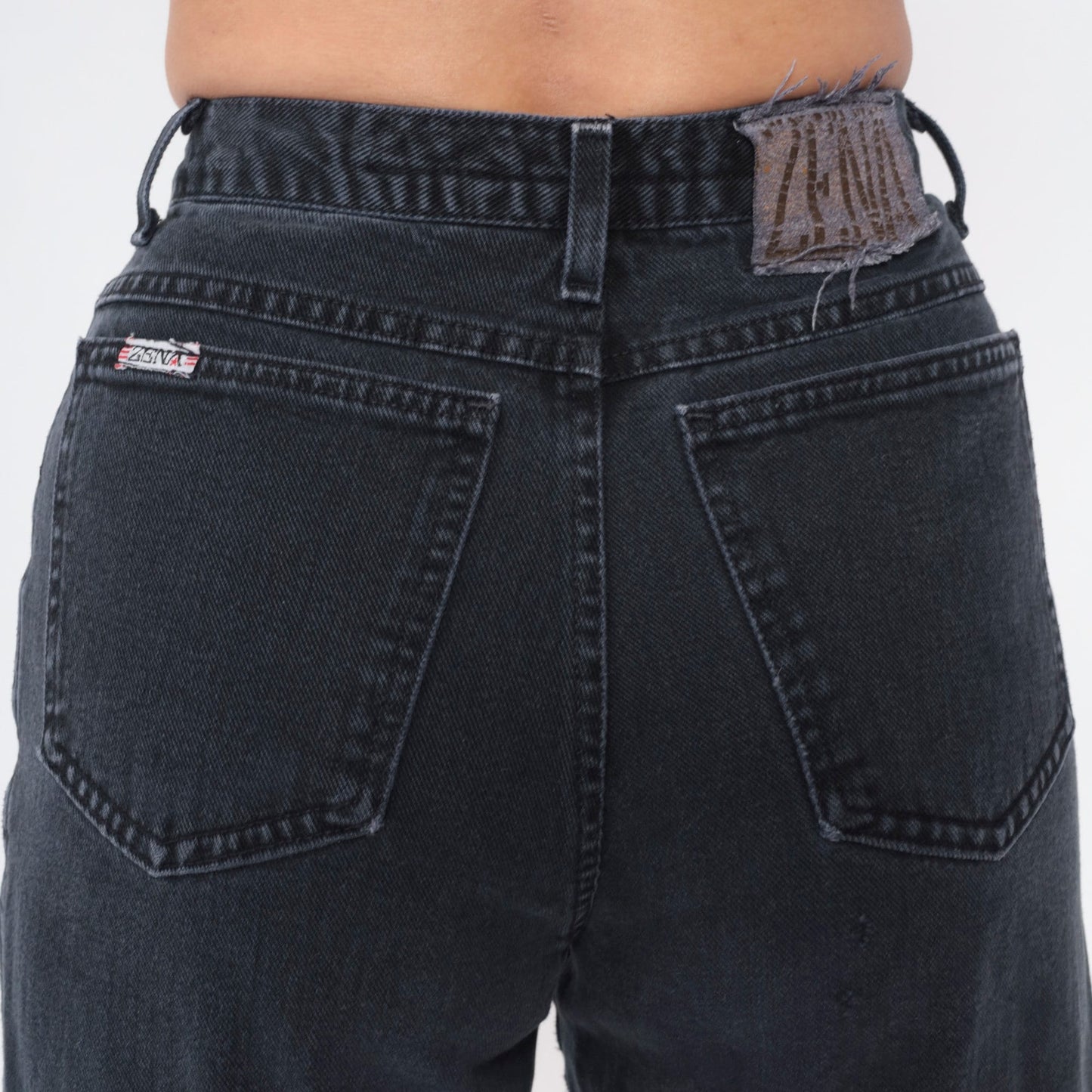 90s Zena High Rise Mom Jeans Faded Black Denim Small