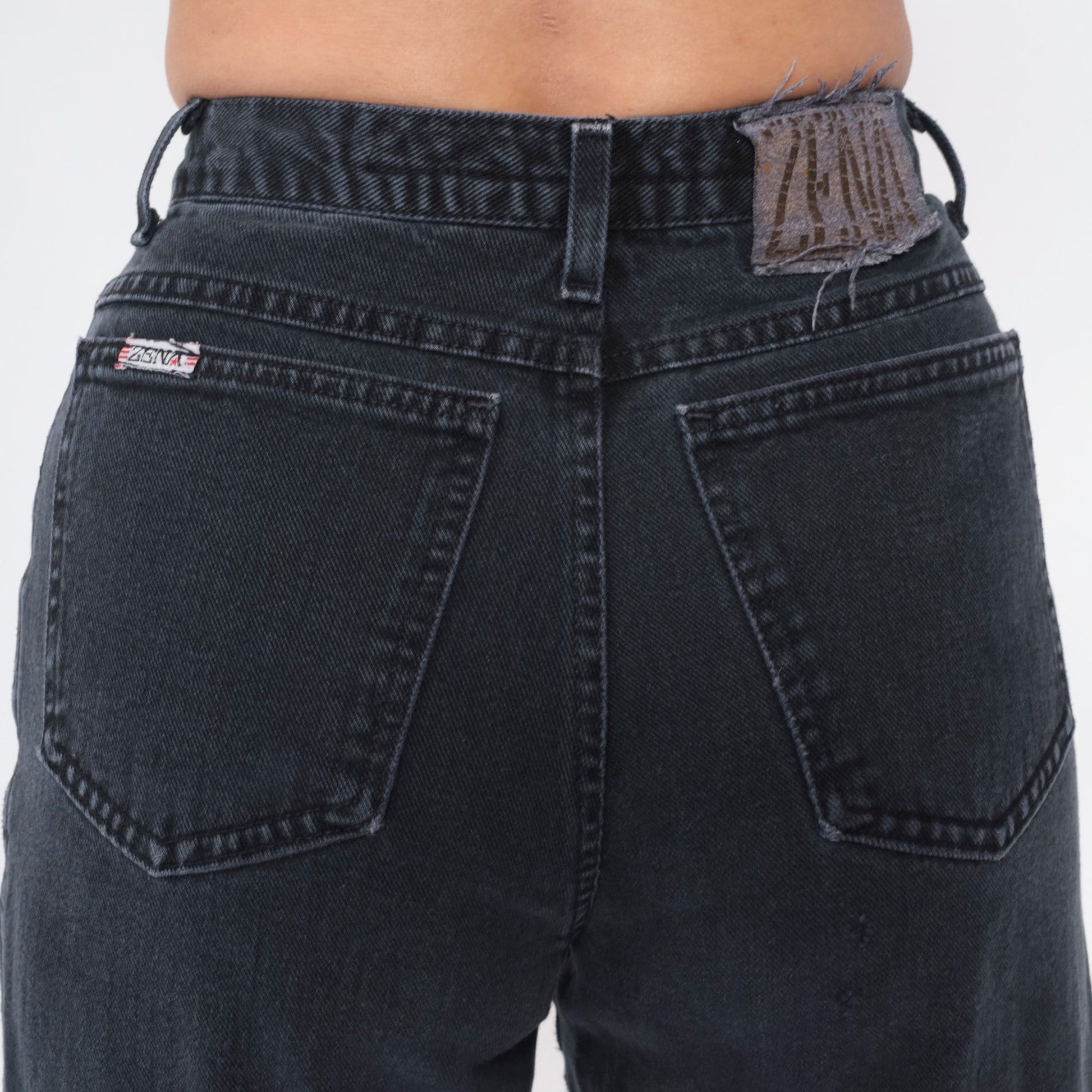 90s Zena High Rise Mom Jeans Faded Black Denim Small