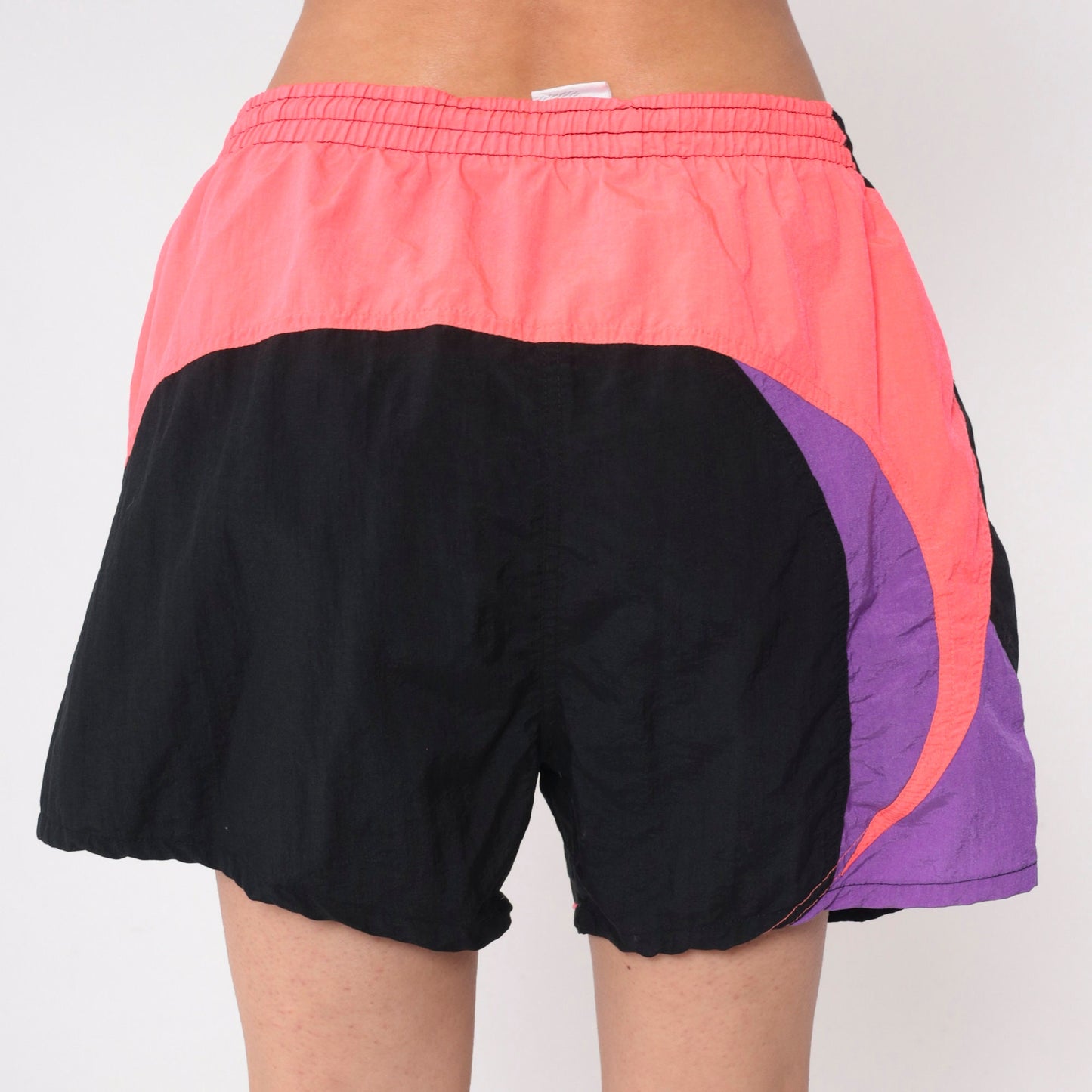 90s Speedo Swim Trunks Black Neon Colour Block Drawstring Men's Extra Large