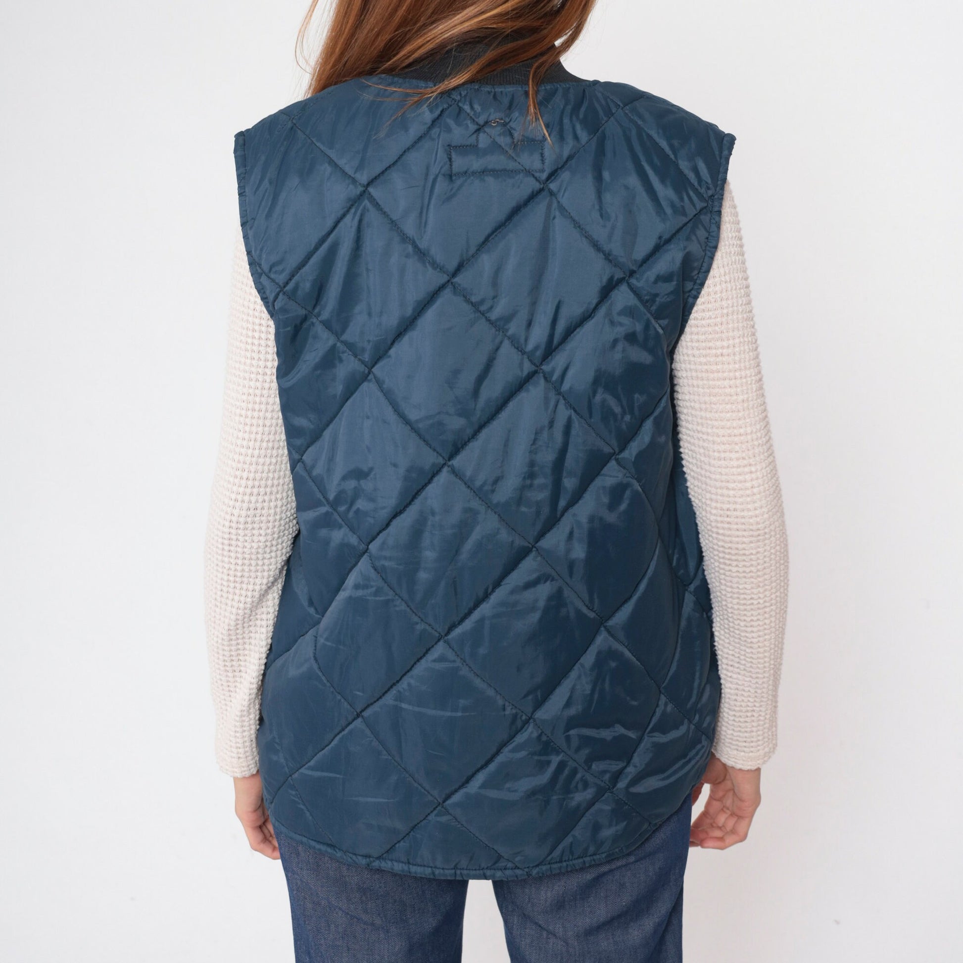 90s Berne Bosch Power Tools Quilted Puffer Vest Dark Blue Extra Large XXL