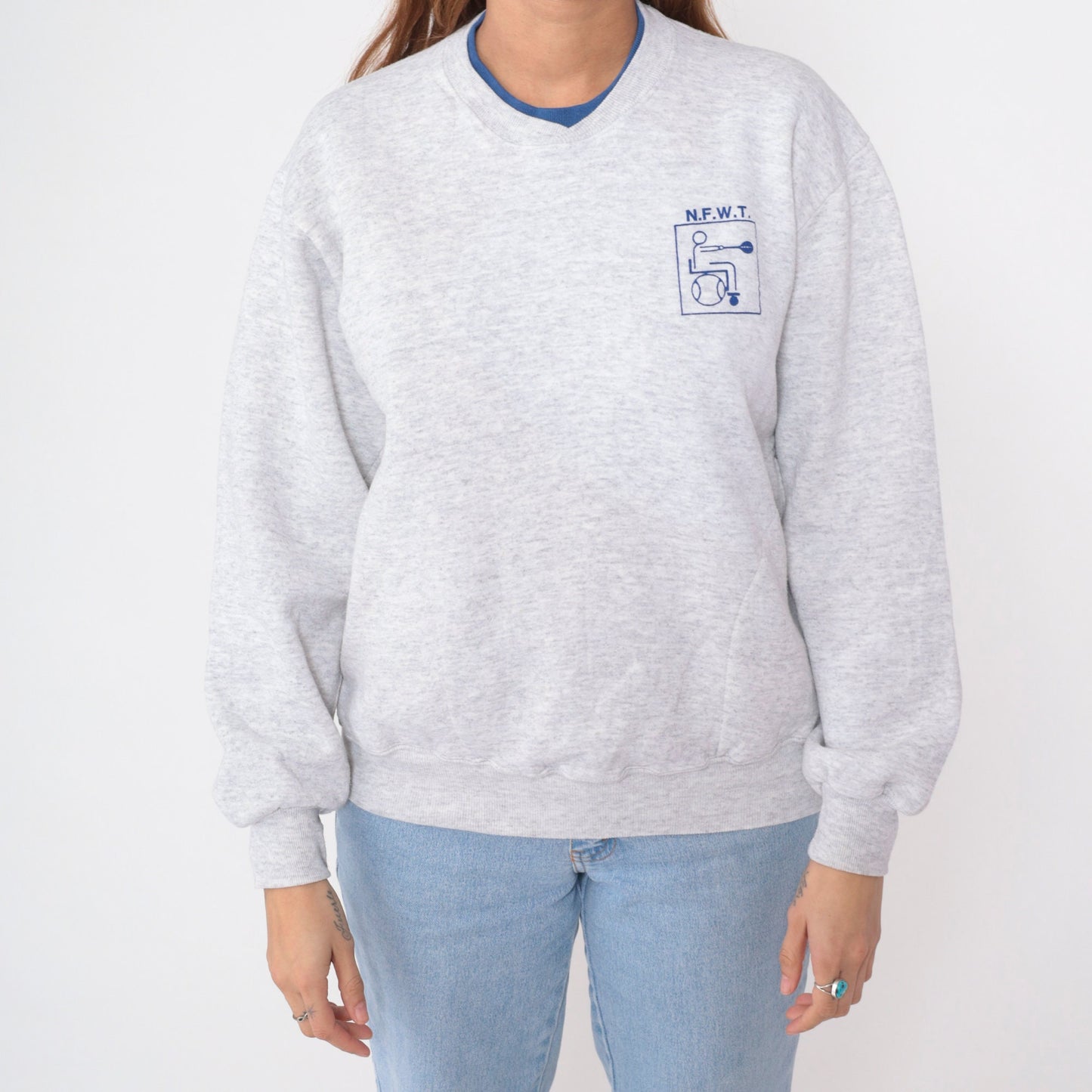 90s National Foundation for Wheelchair Tennis Sweatshirt Chariot Champions Heather Grey Large