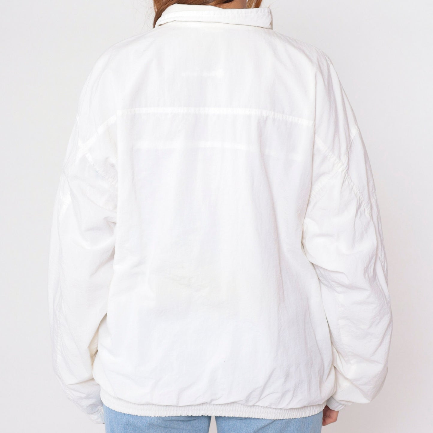 Sergio Tacchini 90s White Geometric Windbreaker Jacket Large L