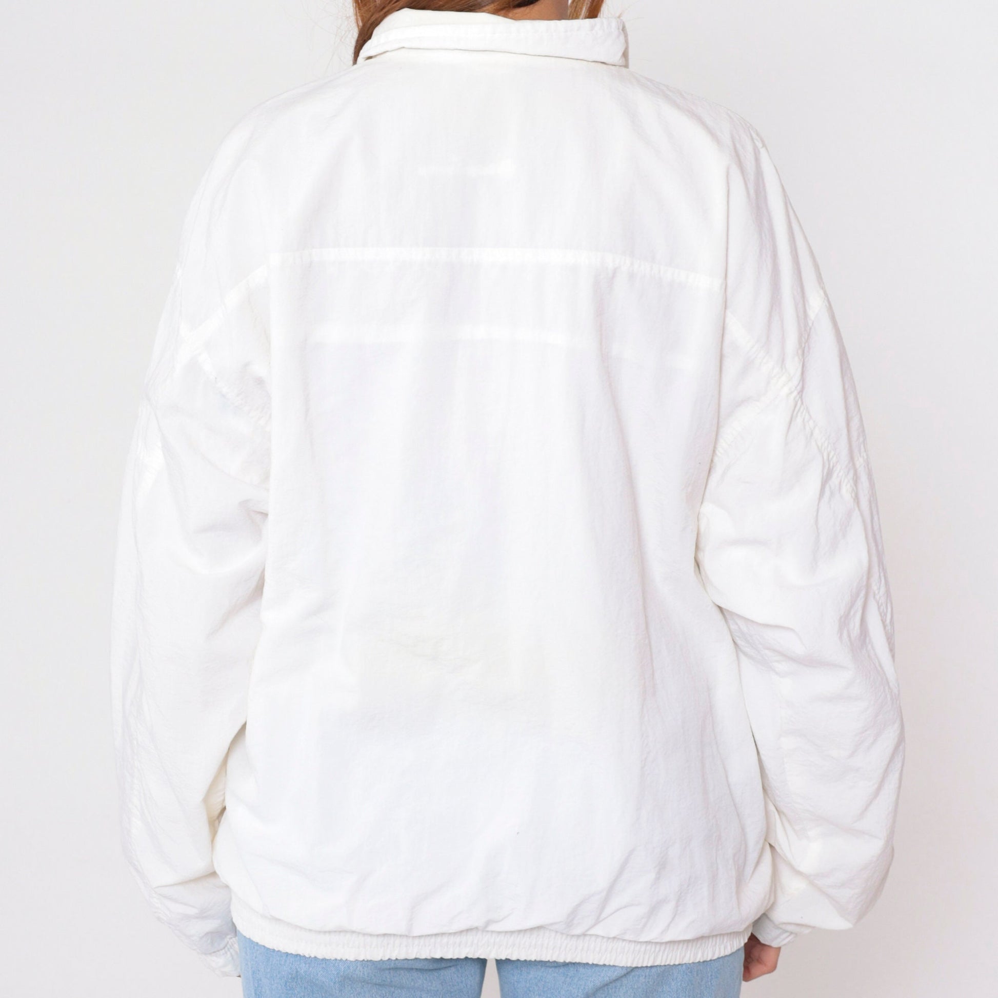 Sergio Tacchini 90s White Geometric Windbreaker Jacket Large L