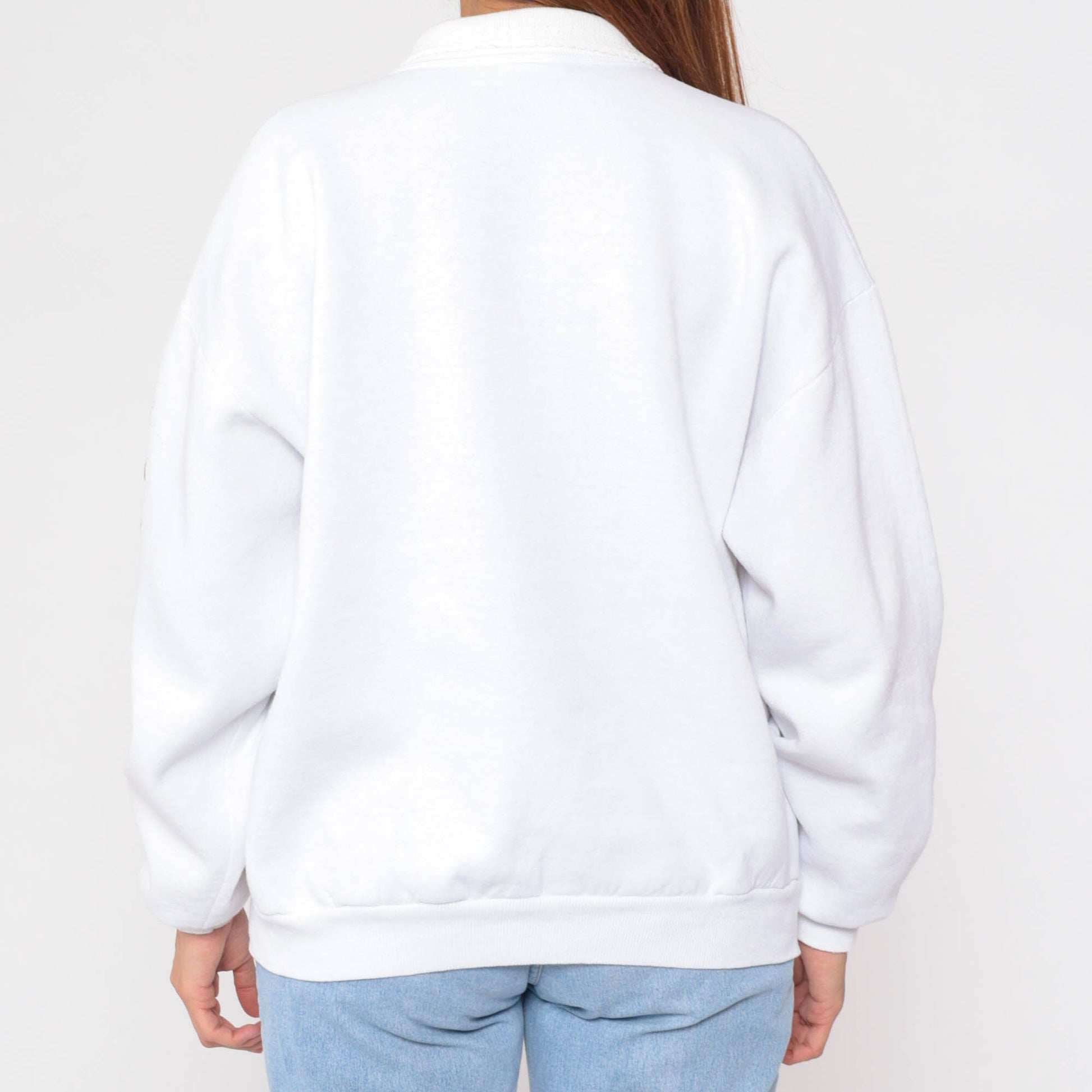 90s Honeybee Floral Butterfly Sweatshirt White Collared Pullover Extra Large XXL