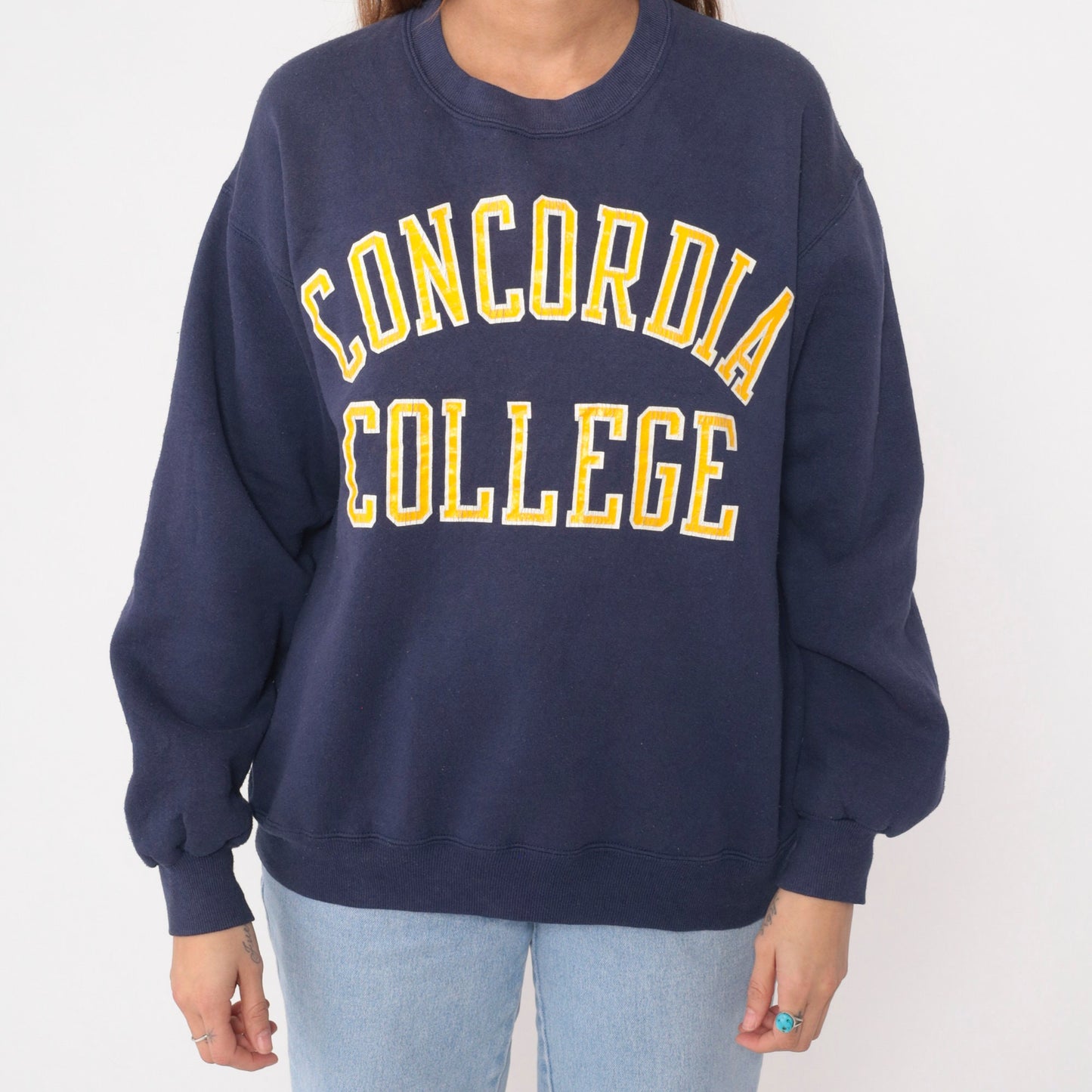 90s Concordia College Moorhead Minnesota Navy Sweatshirt Extra Large