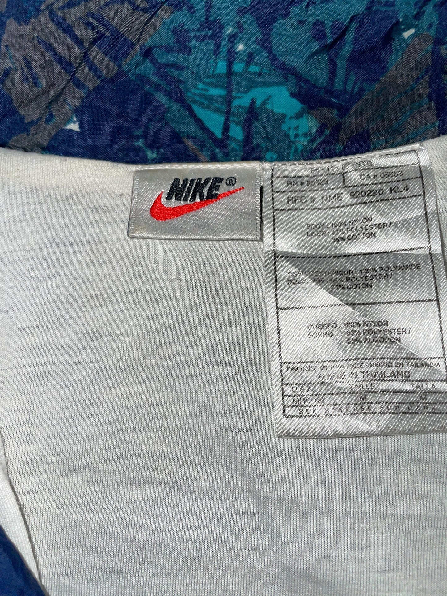 90s Nike Windbreaker Jacket Navy Abstract Print Nylon Zip Jacket Medium