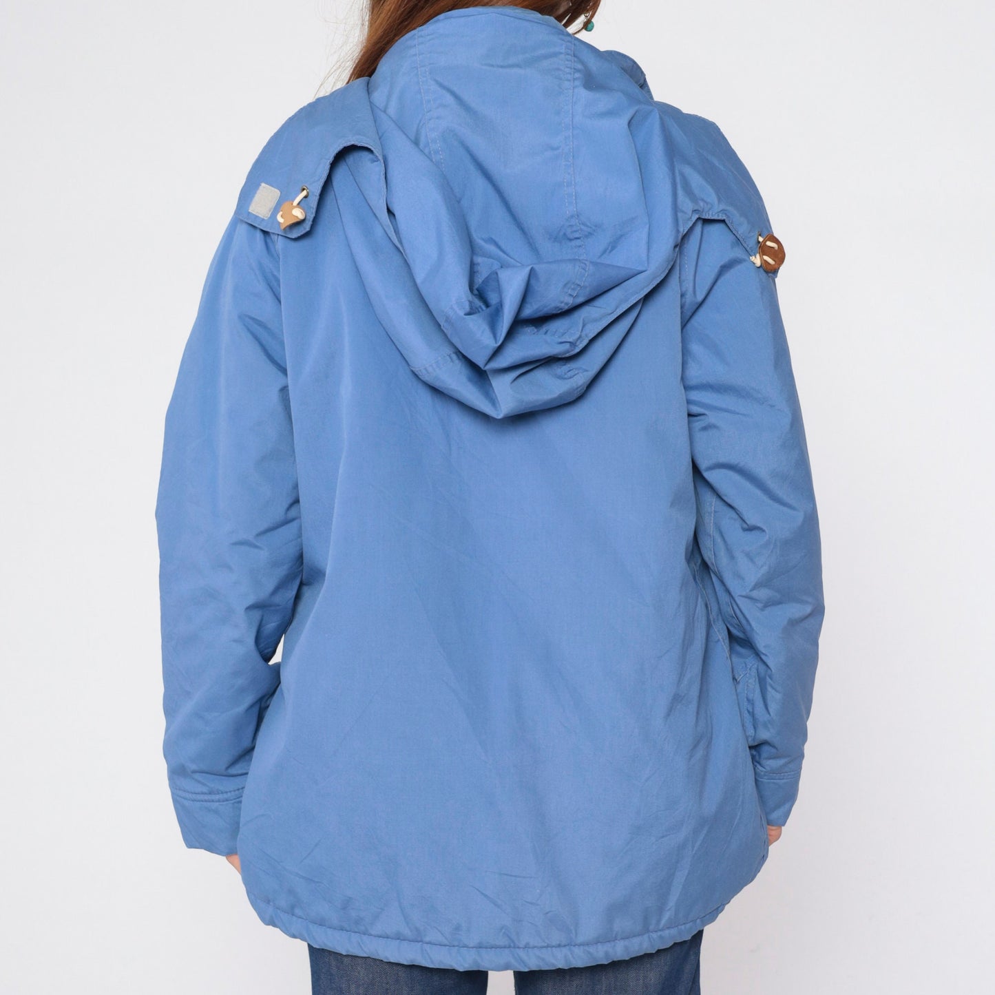 90s Woolrich Blue Hooded Windbreaker Jacket Cargo Pockets Large L