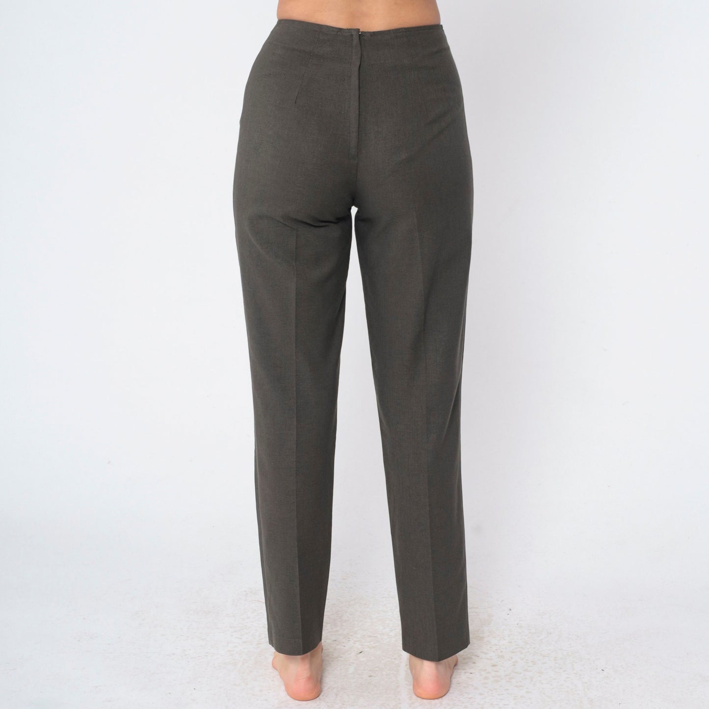90s Dark Grey High-Waisted Tapered Trousers Small