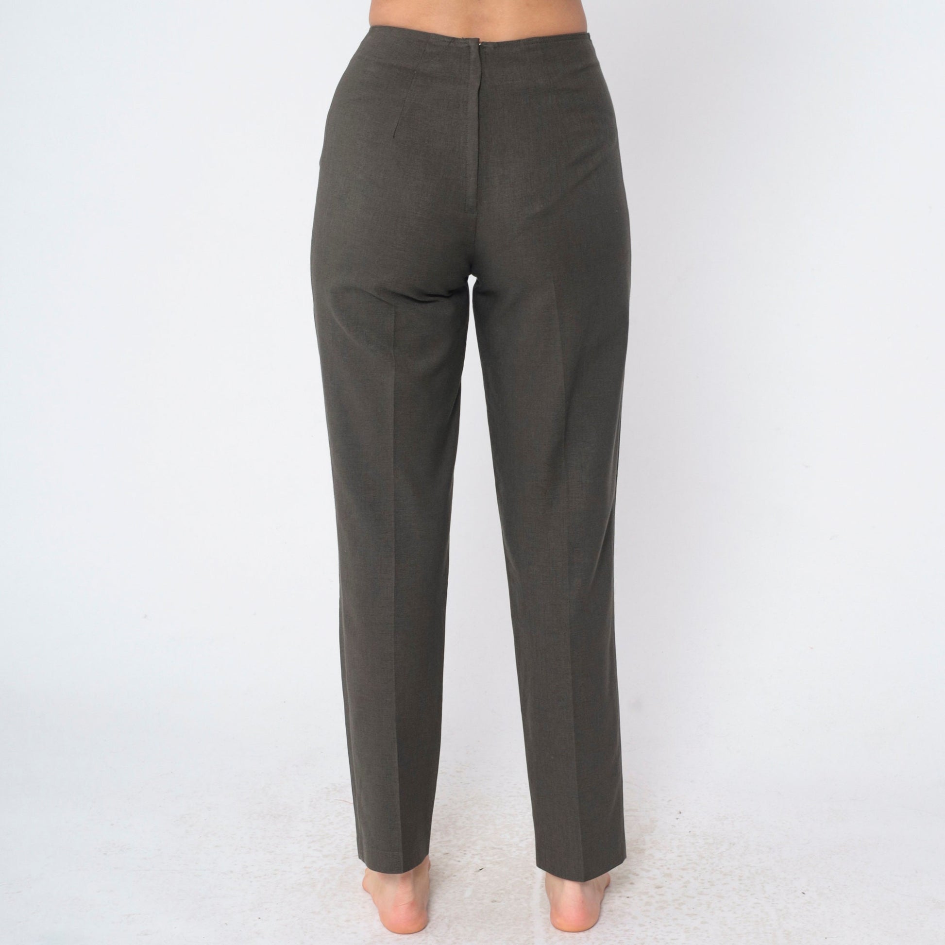 90s Dark Grey High-Waisted Tapered Trousers Small