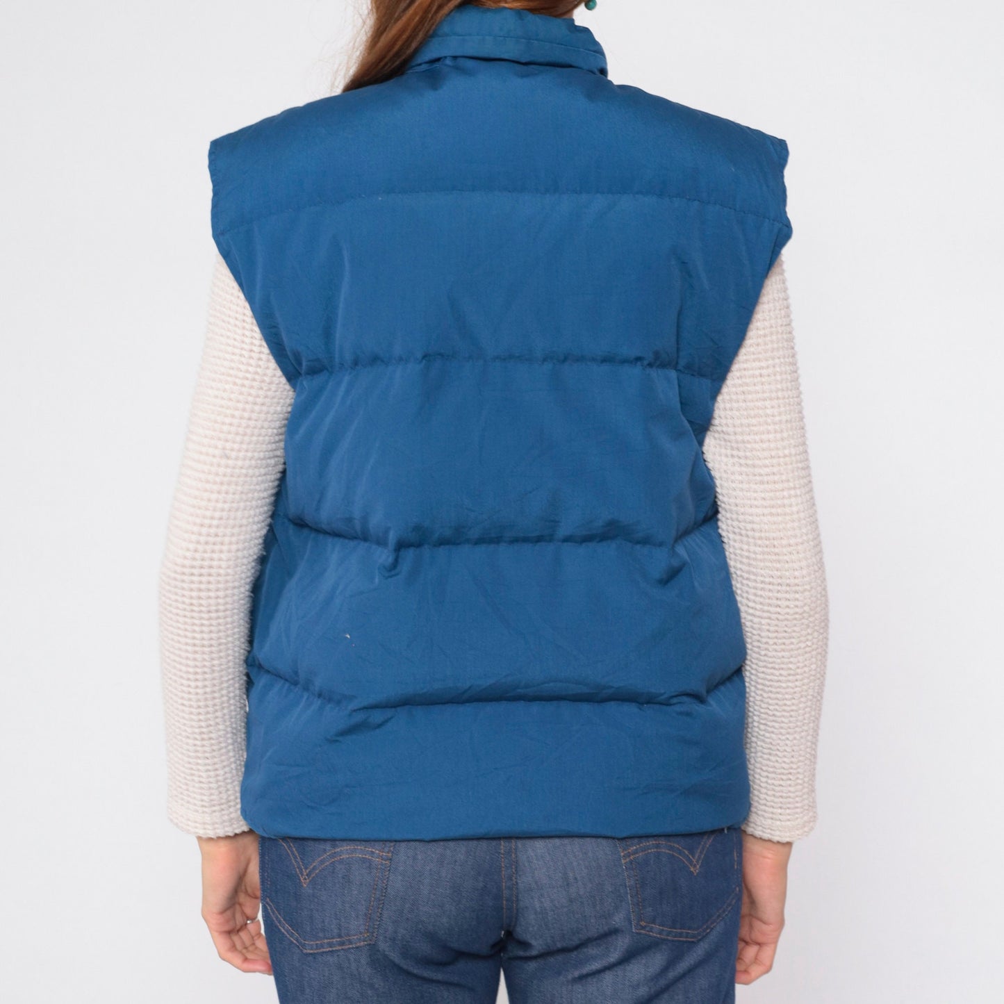 80s Browning Navy Puffer Vest Down Fill Zip Sleeveless Medium