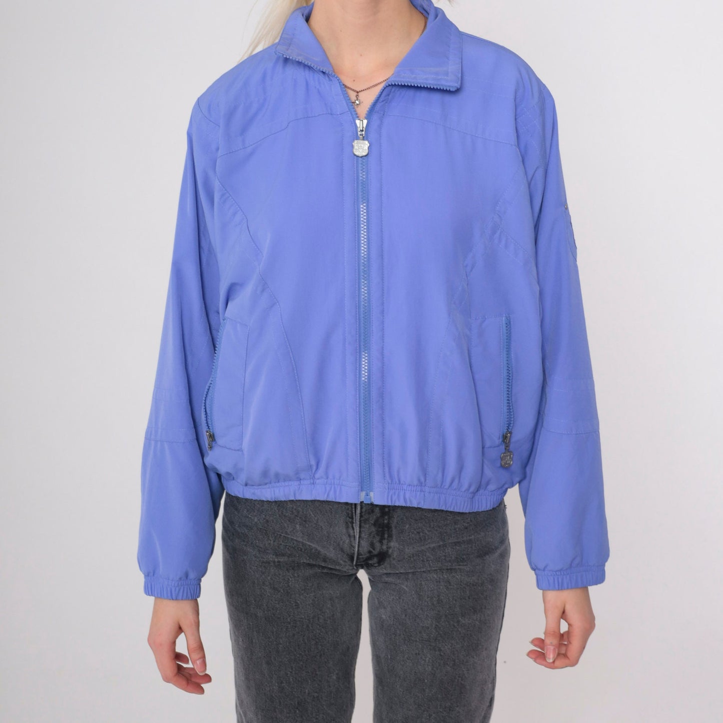 90s Periwinkle Windbreaker Jacket Nylon Cropped Track Small