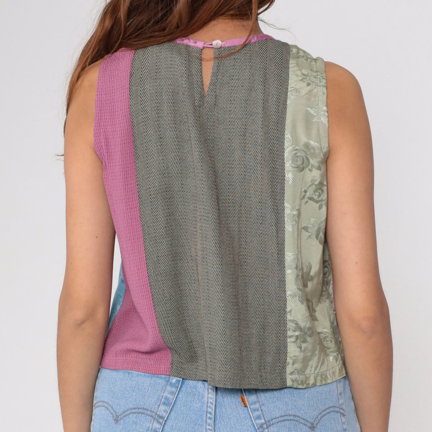 90s Faith by Celia Forrester Floral Beaded Tank Top Embroidered Medium