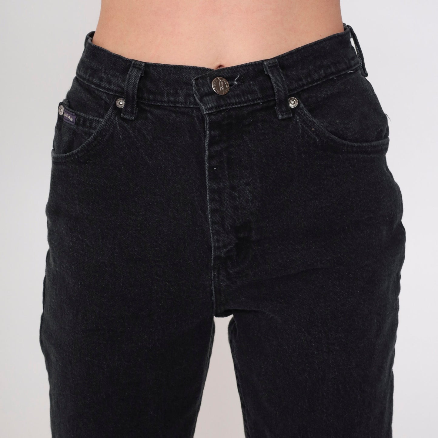 90s Riders Black High-Rise Tapered Jeans Y2K Denim Small 6