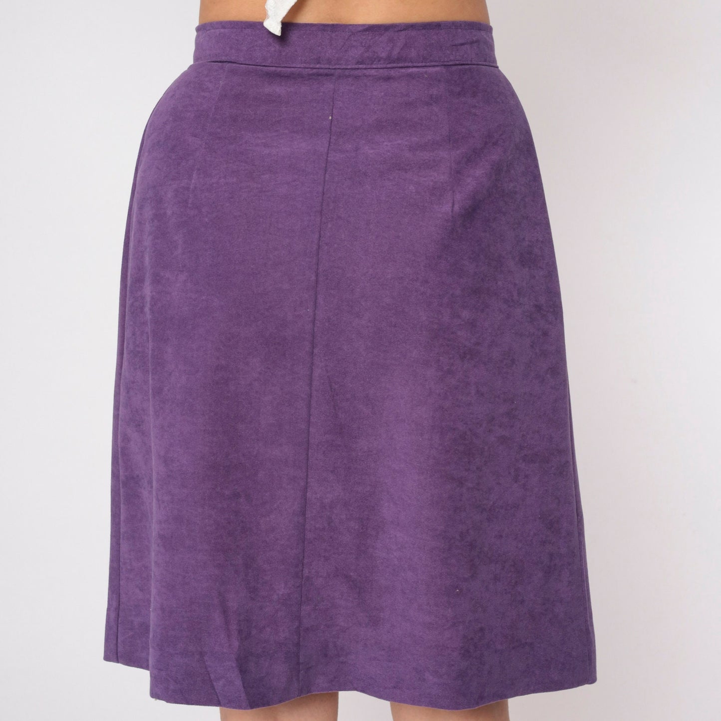 80s Purple Mini Skirt High Waisted Button Front Pencil Small S