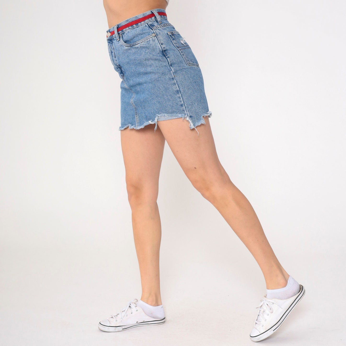 Tommy Hilfiger Y2K Denim Mini Skirt Blue High-Waisted Cutoff Small 6