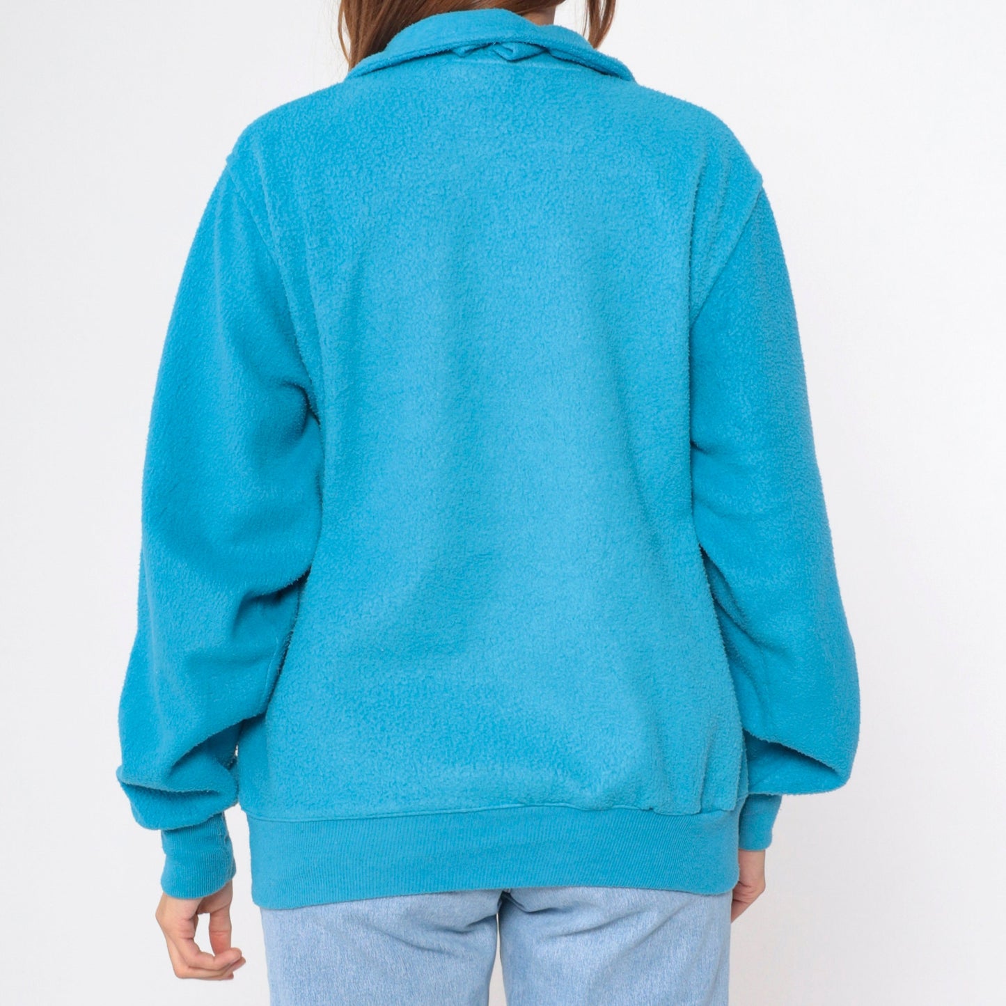 90s Hobie Quarter Zip Fleece Sweatshirt Blue Pullover Men's Medium