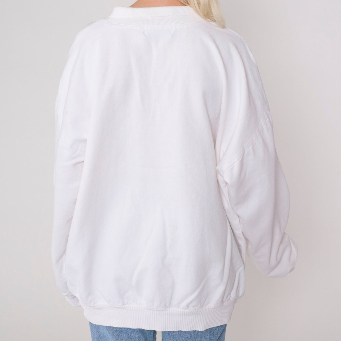 90s Orvis White Collared Sweatshirt Button Chest Plus Size XXL