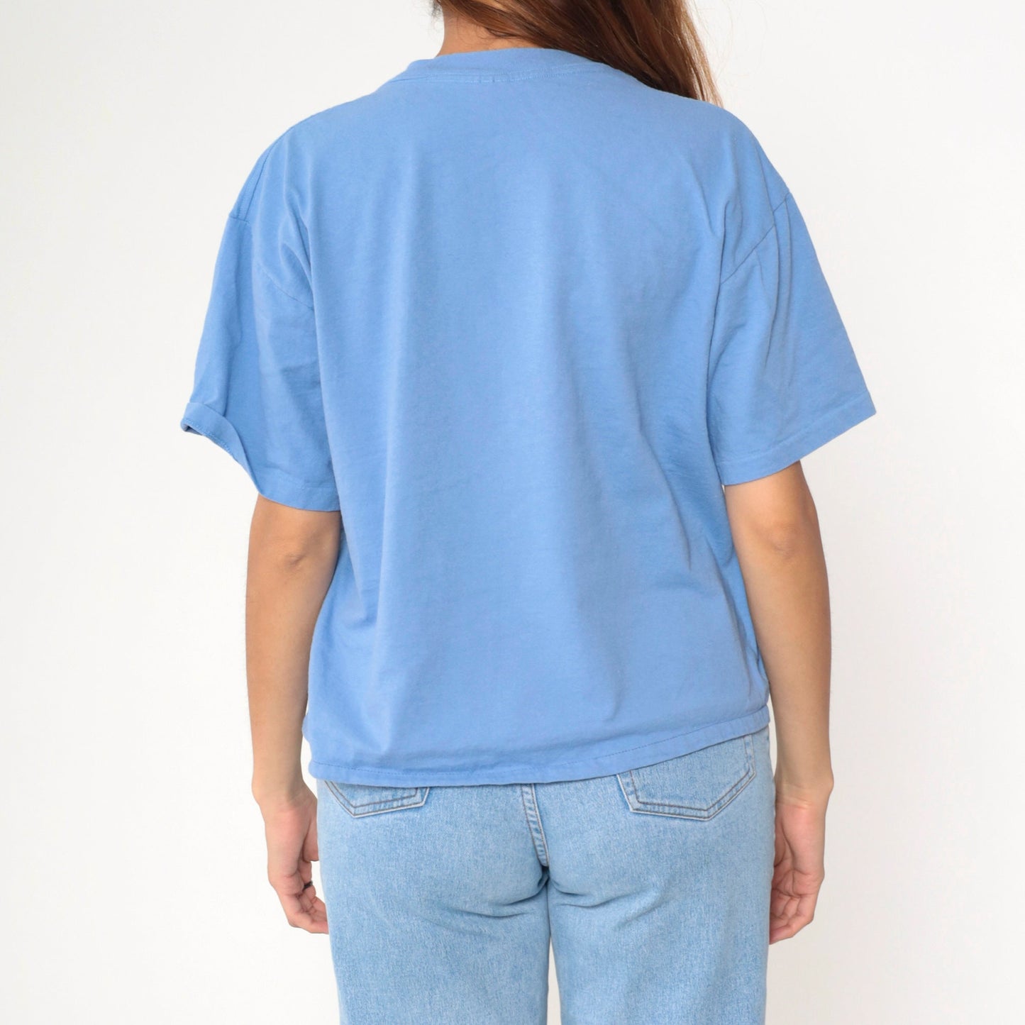 90s End of The Trail Native American Graphic T-Shirt Blue Large L
