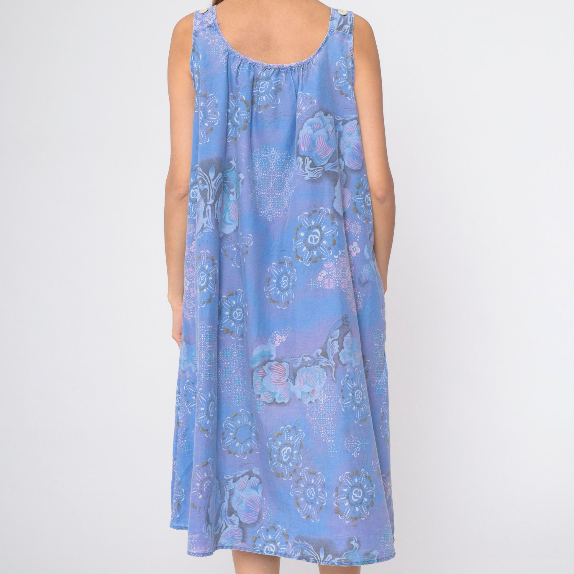 90s Anthony Richards Floral Mandala Sundress Blue Purple Knee-Length XL