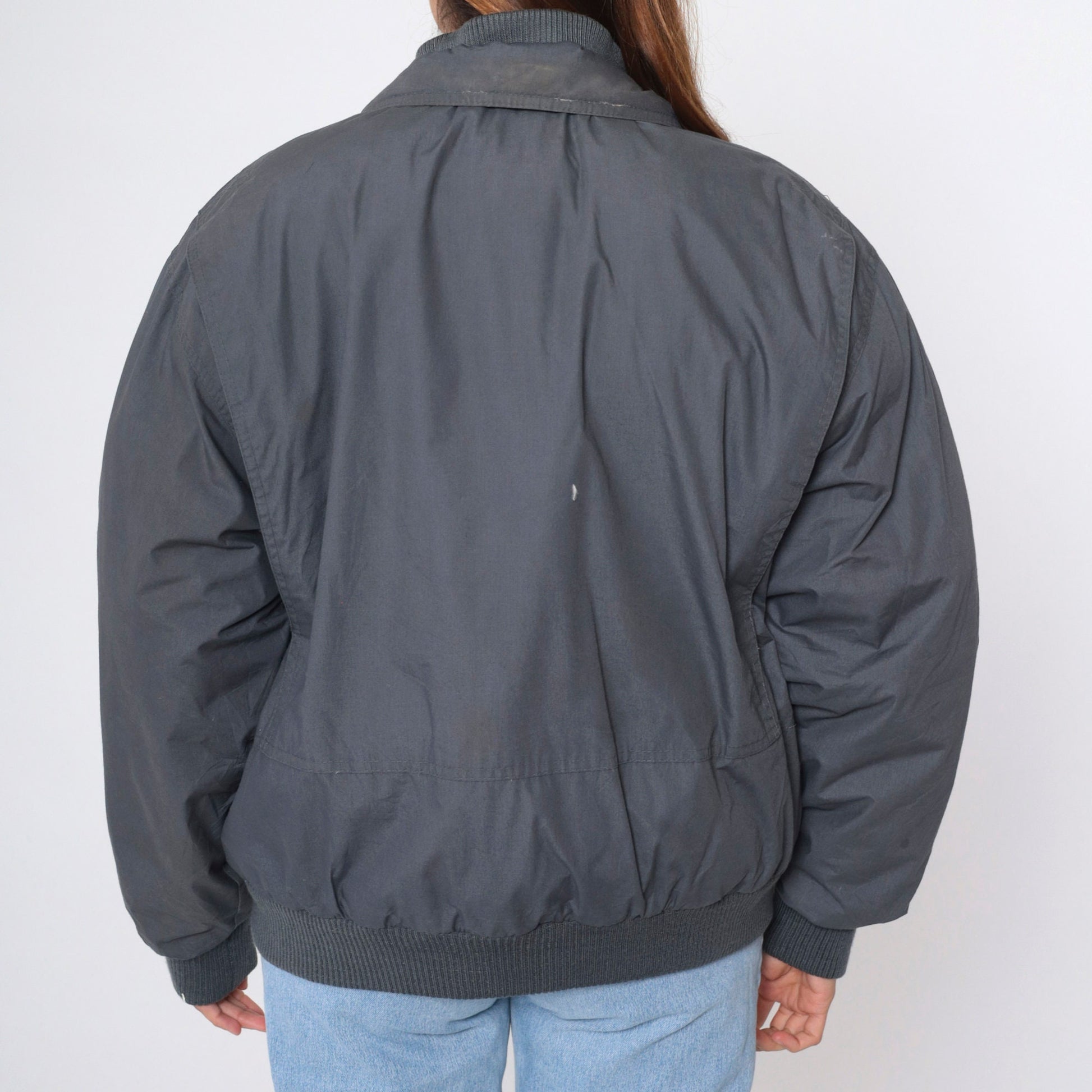 80s Members Only Down Ski Jacket Dark Grey Size 42 Men's Large