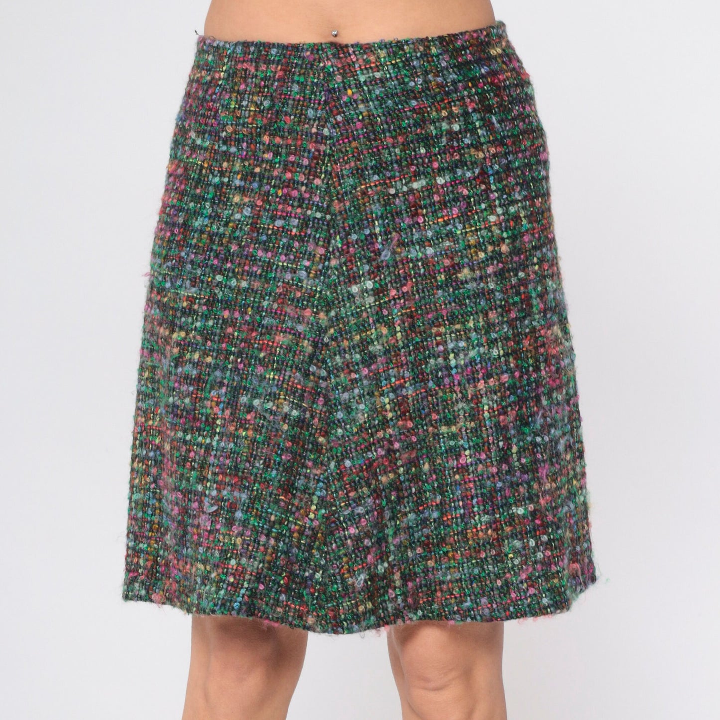 70s Multicolor Tweed Two Piece Suit Jacket and Pencil Skirt Set Medium M