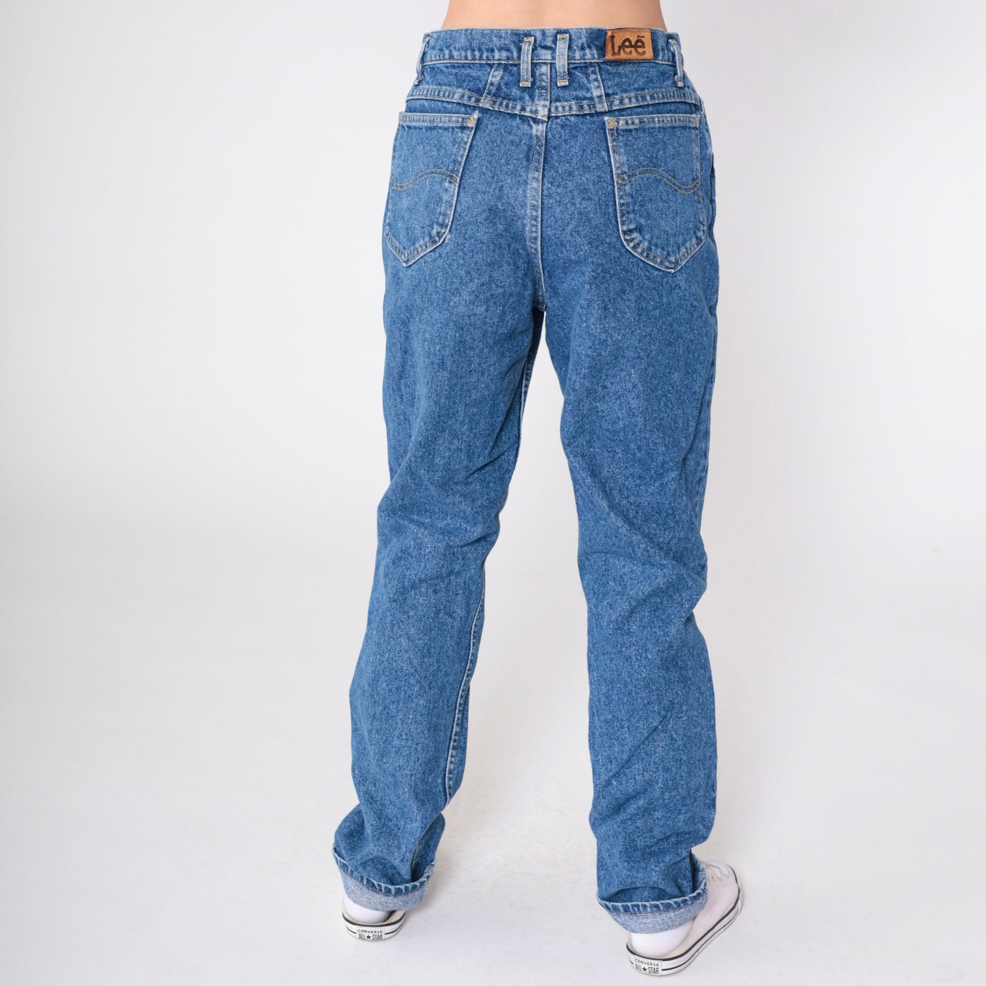 90s Lee High Waisted Tapered Jeans Medium Blue Cotton Long 13