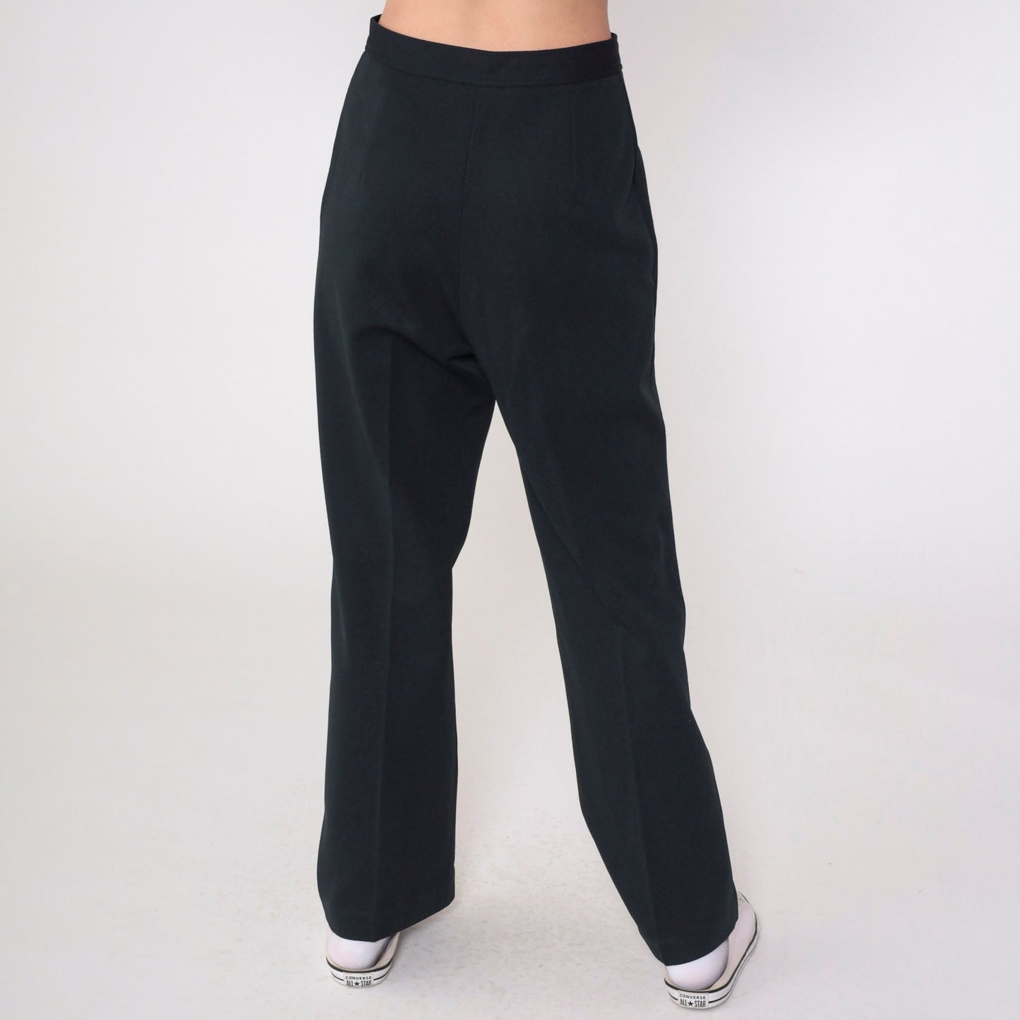 70s Black High-Waist Flared Trousers Russ Medium 8